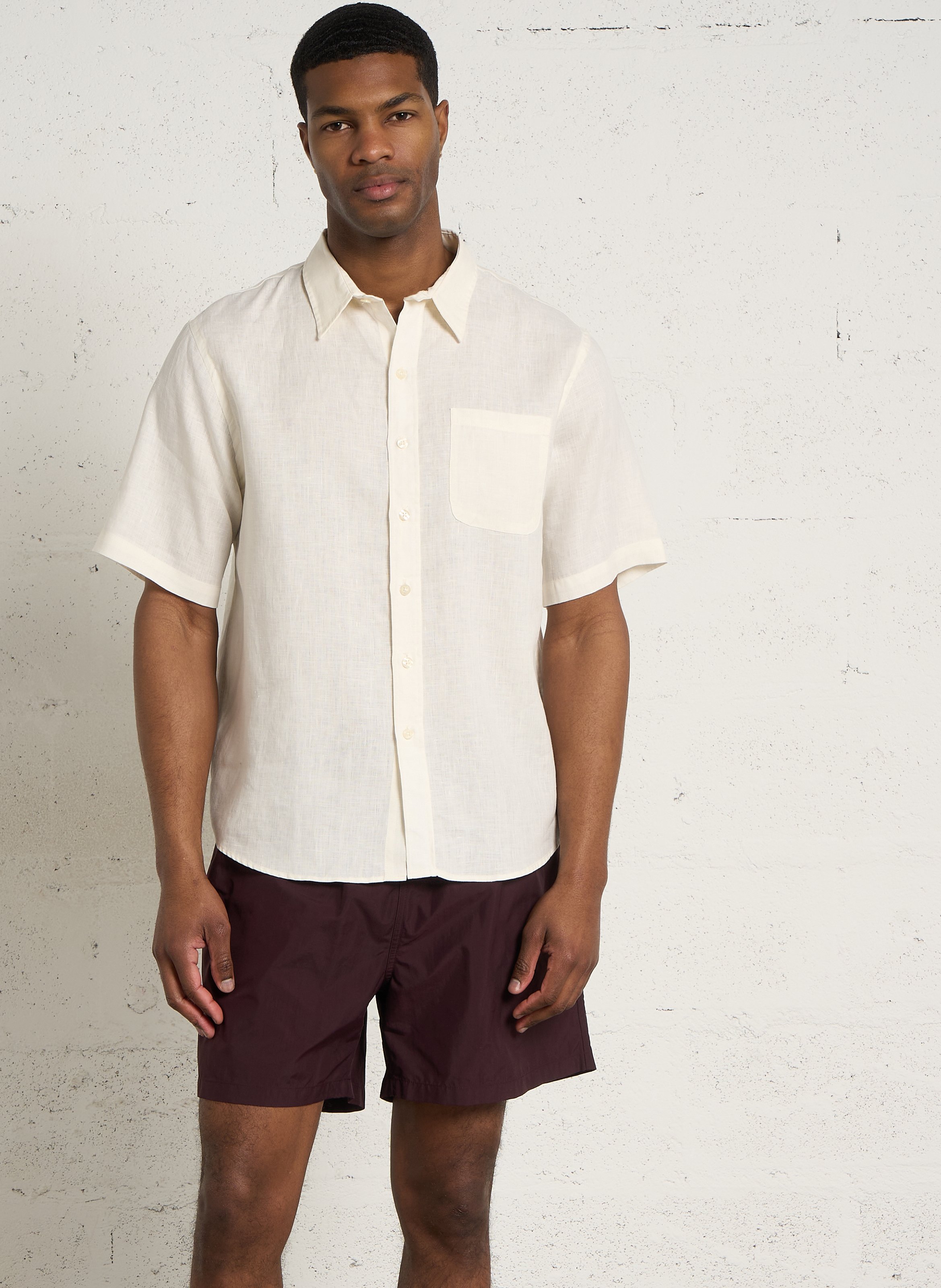 Leinenhemd mit klassischem Kragen, Regular Fit COLORFUL STANDARD Weiss