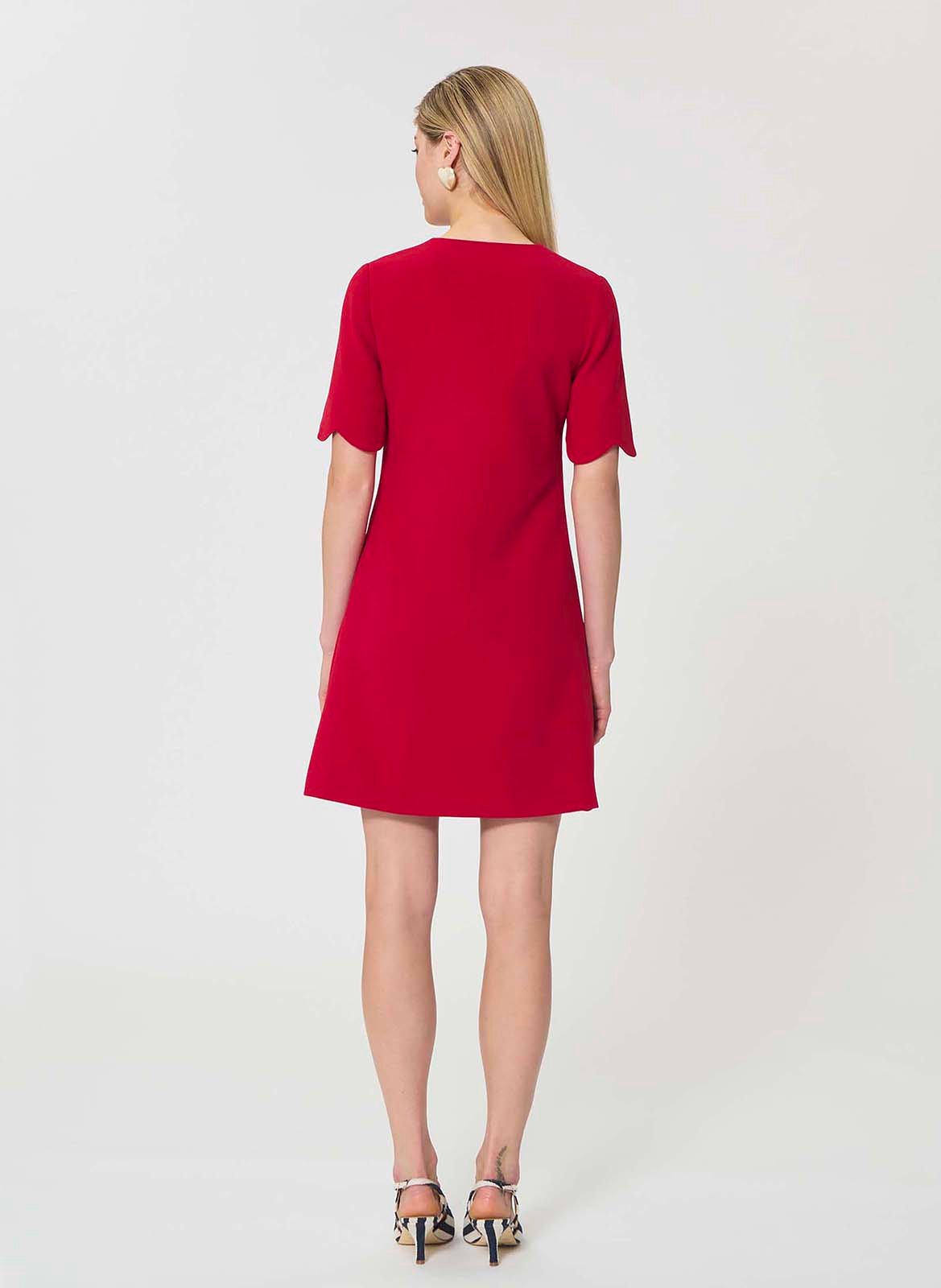 Robe courte droite manches courtes TARA JARMON Rouge