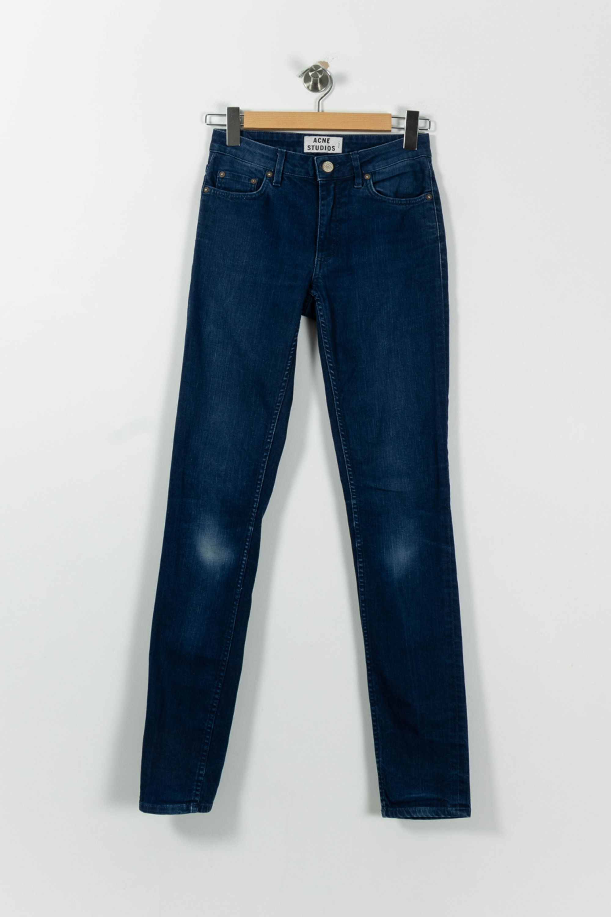 Cropped slim jeans with studs ACNE STUDIOS - Seconde Main Blue