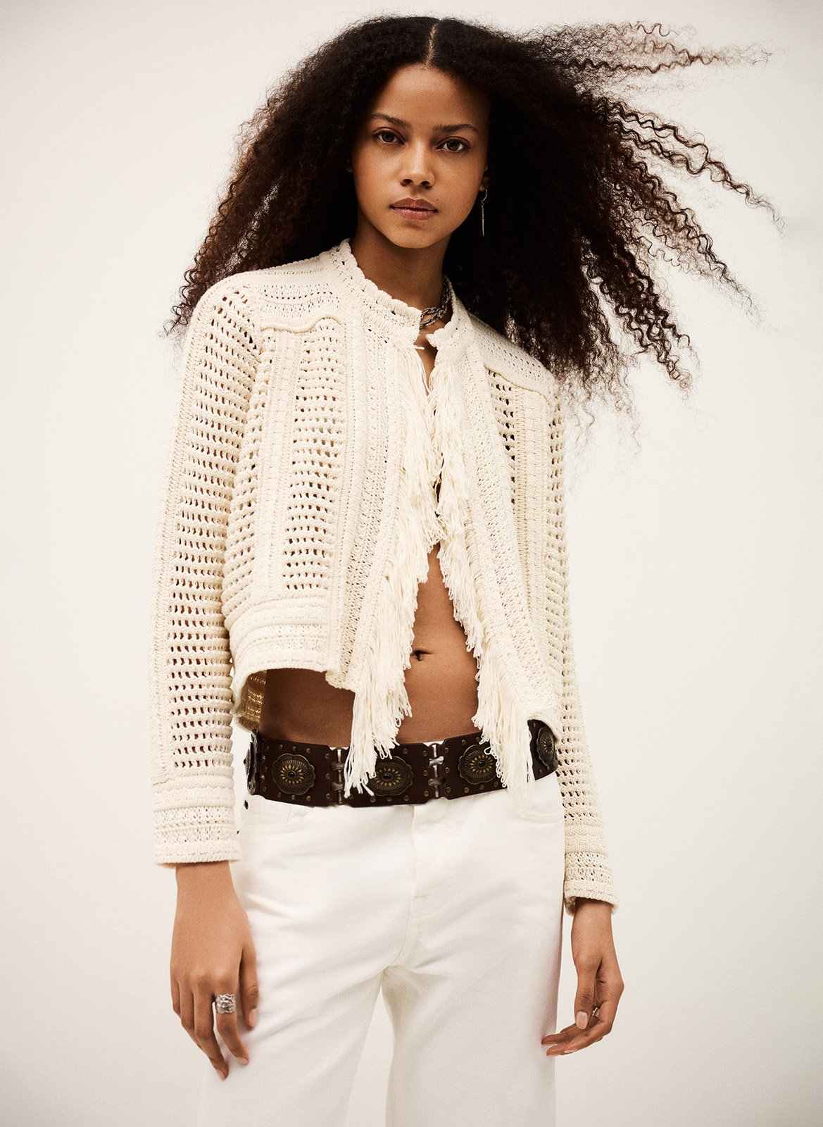 Gilet en crochet col rond BA&SH Beige