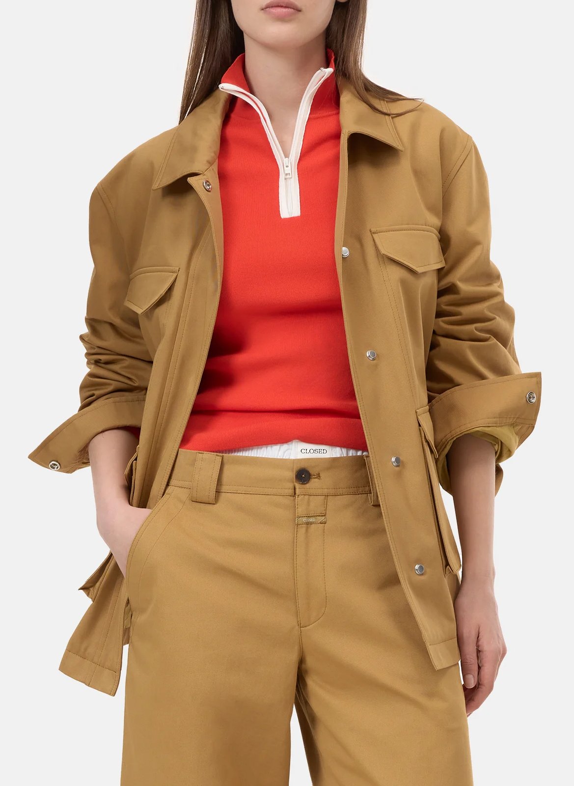 Veste en coton col classique CLOSED Marron