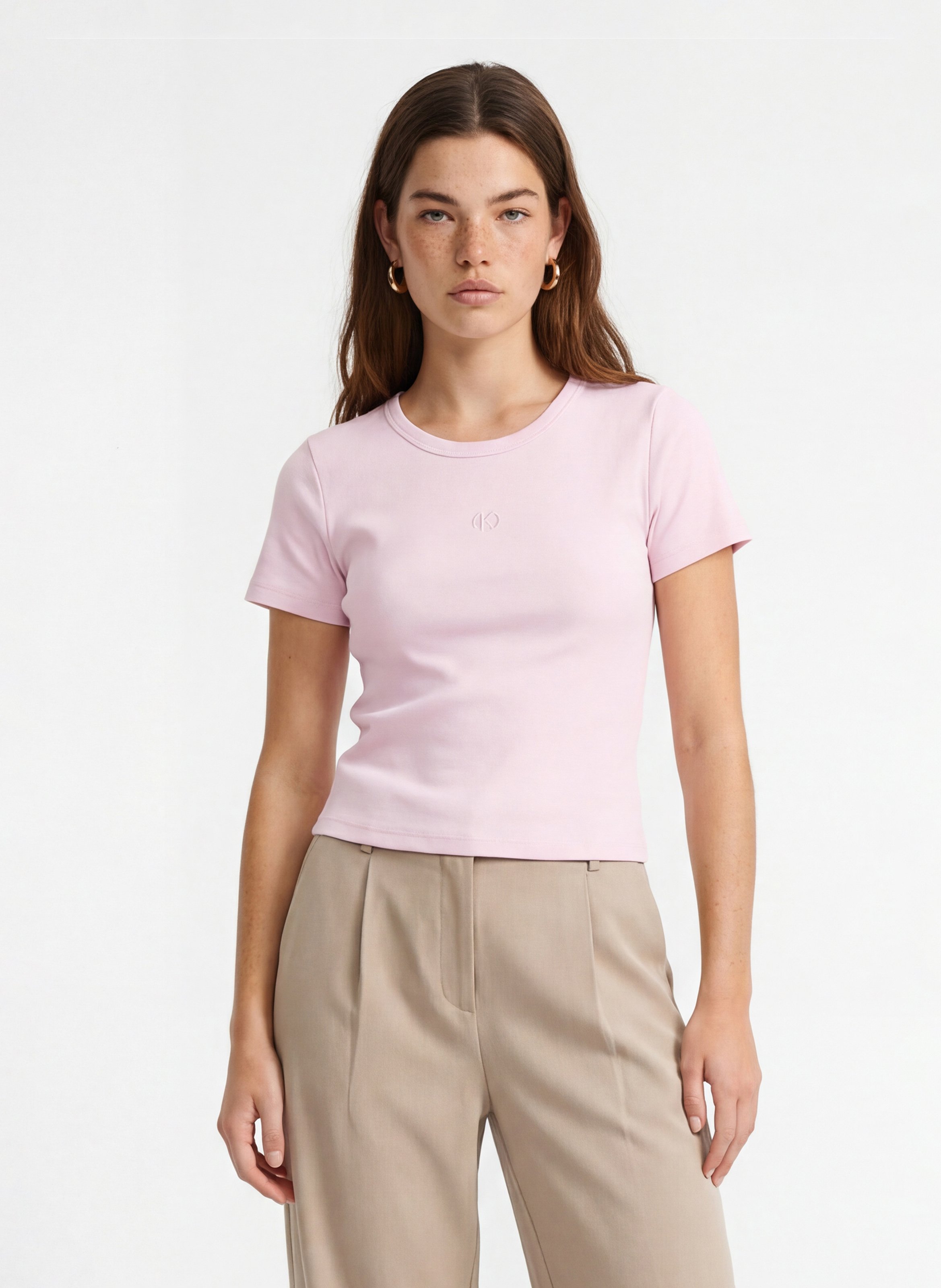 Tee-shirt moulant côtelé KOOKAI Rose