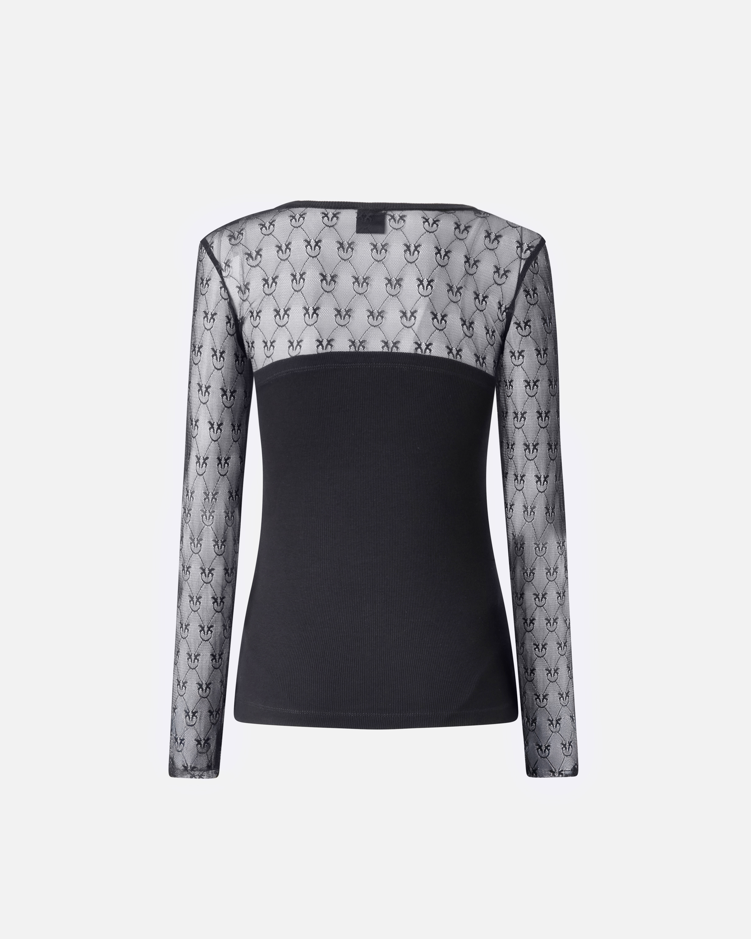 Jersey T-shirt with lace and logo love birds PINKO Black