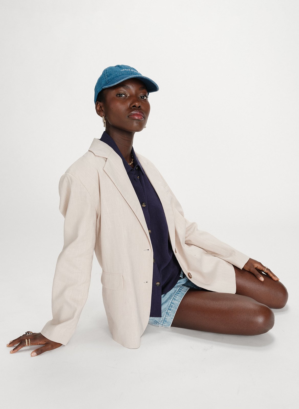 Veste tailleur oversize en lin mélangé GRACE ET MILA Beige