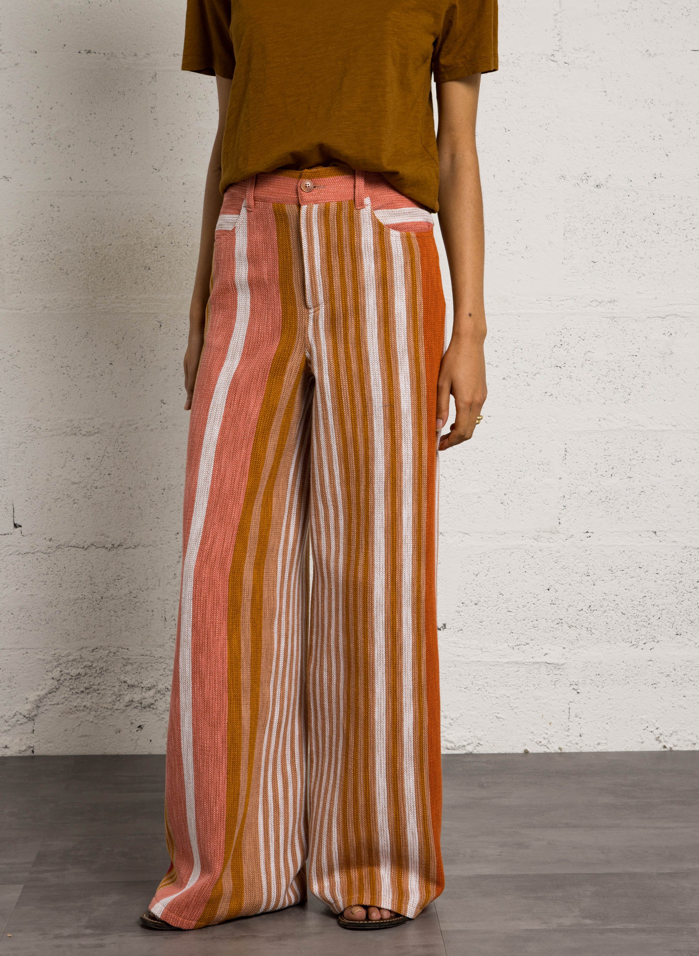 Pantalón ancho de rayas BENSIMON