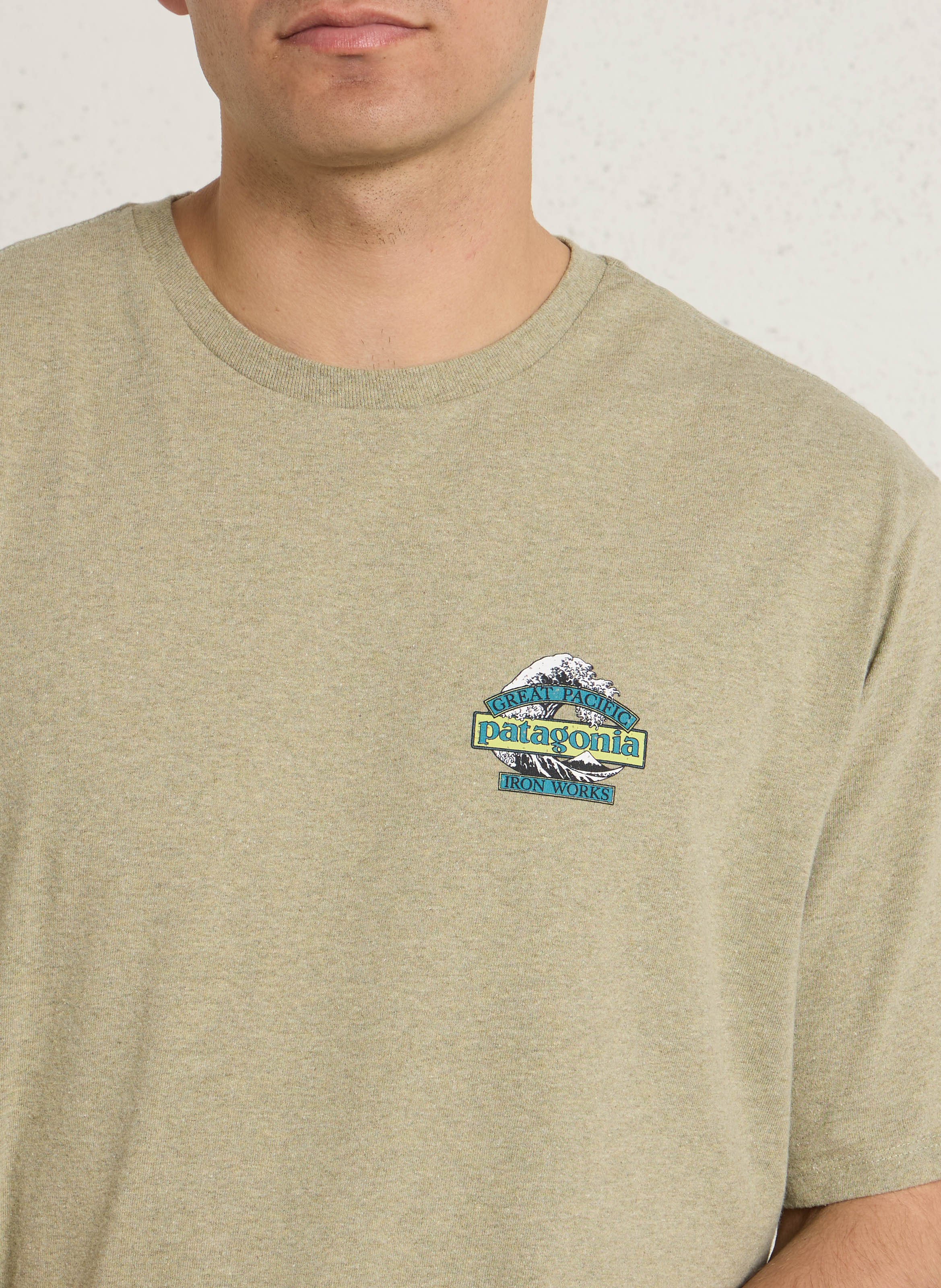 Straight recycled cotton-blend round-neck T-shirt PATAGONIA Beige