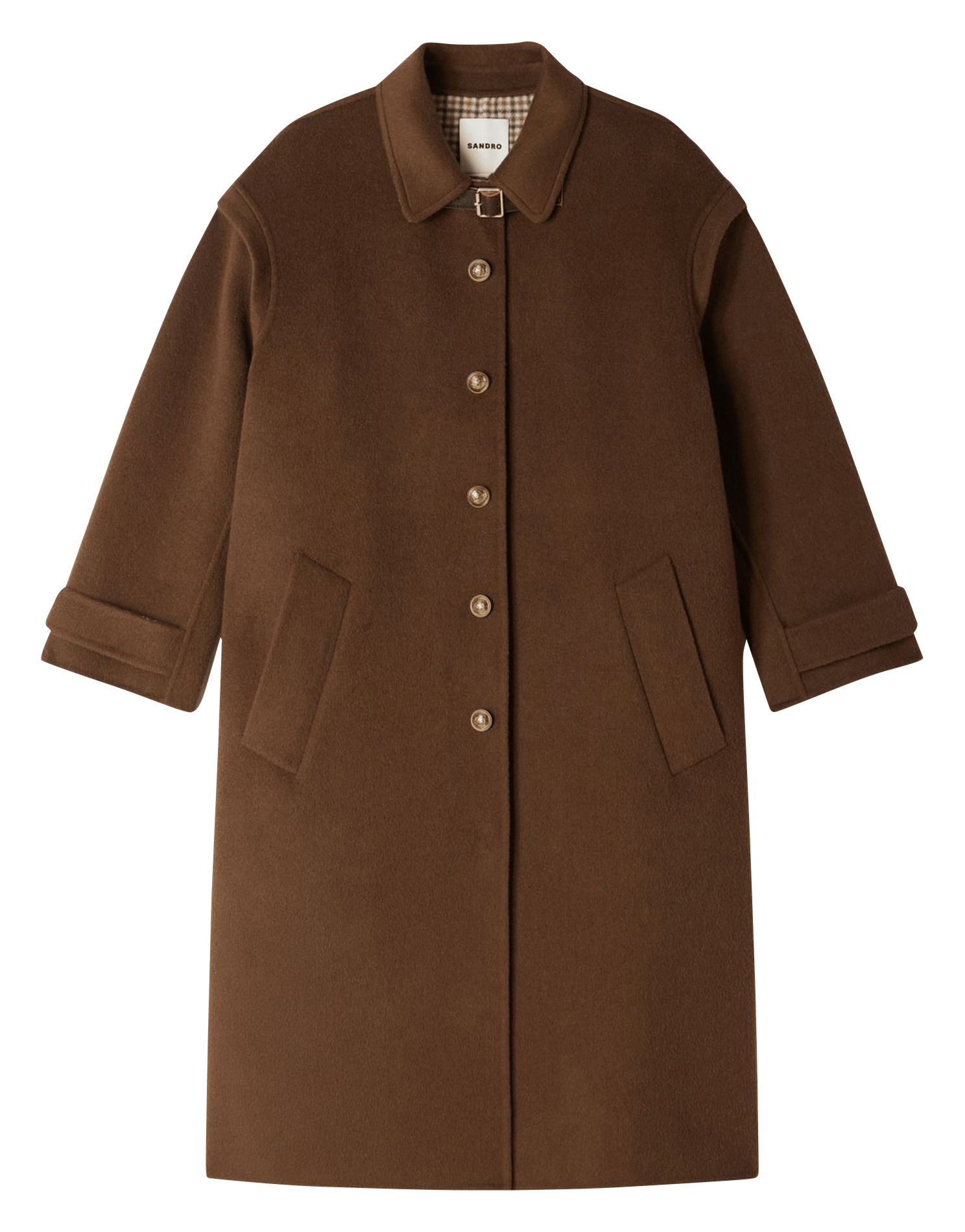 Manteau long ample zippé uni SANDRO Kaki