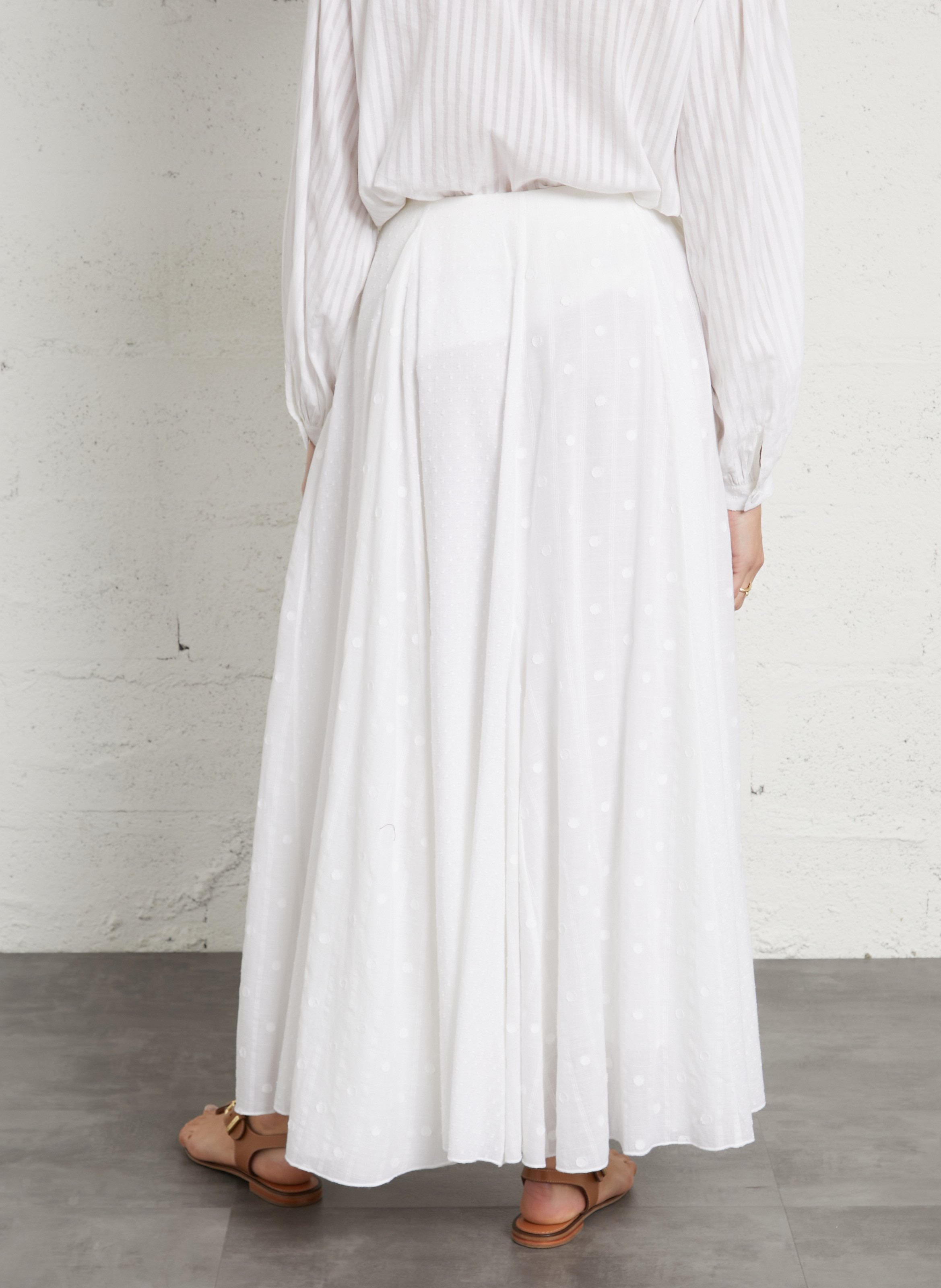 Langer Baumwollrock mit Stickerei LAURENCE BRAS Weiss