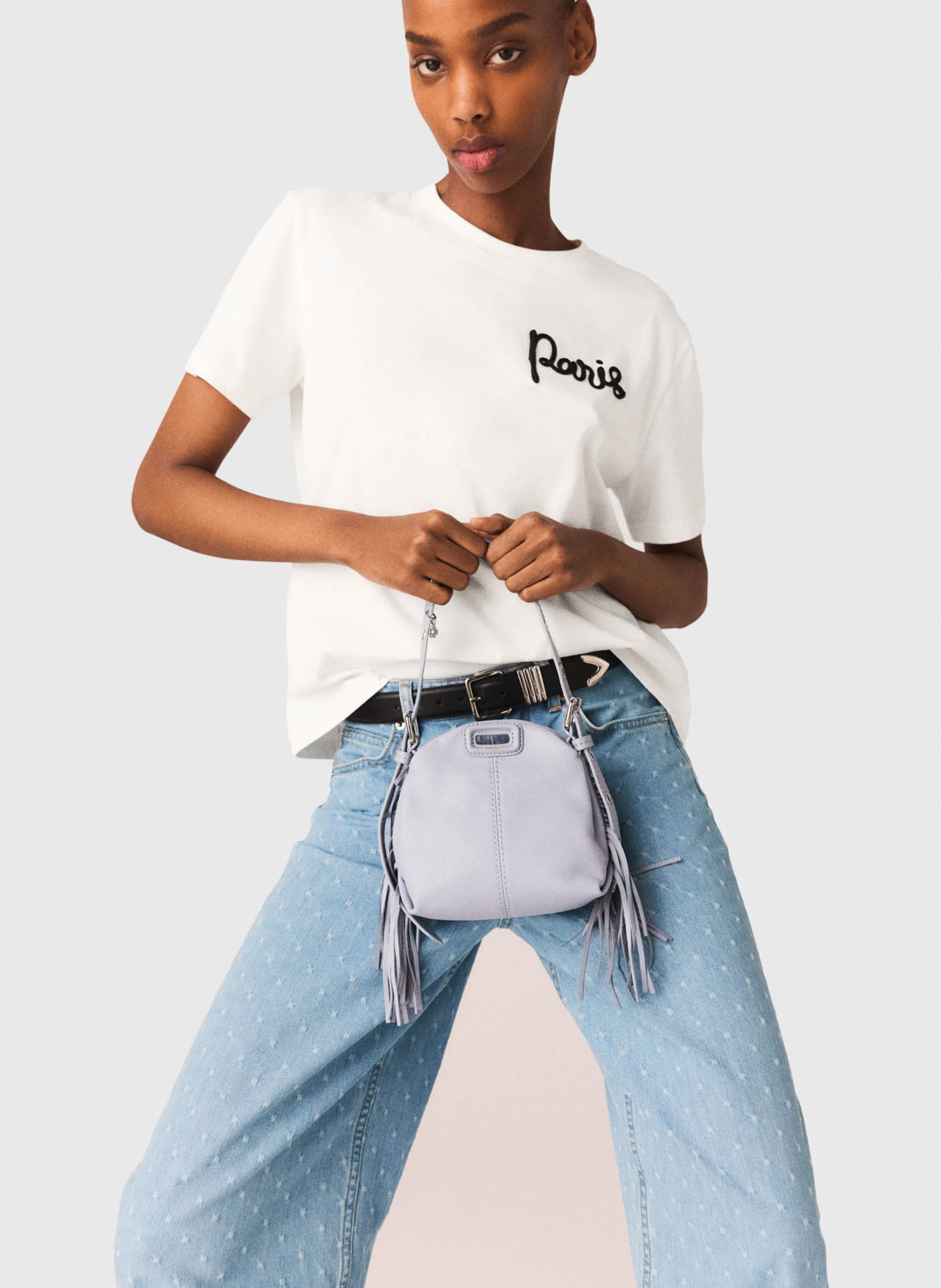 Tee-shirt droit à broderie en coton MAJE Blanc