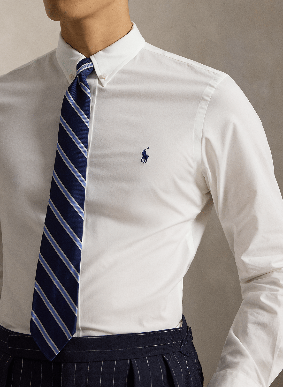 Hemd aus Baumwoll-Mix mit Button-down-Kragen POLO RALPH LAUREN Weiss