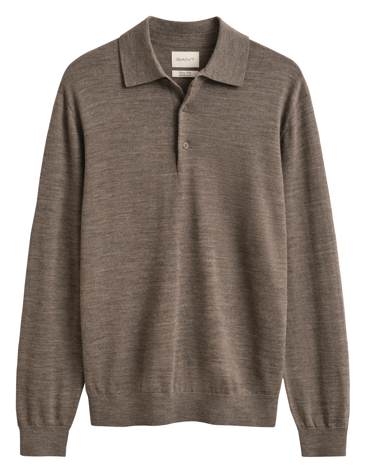 Polo manches longues droit en laine GANT Marron