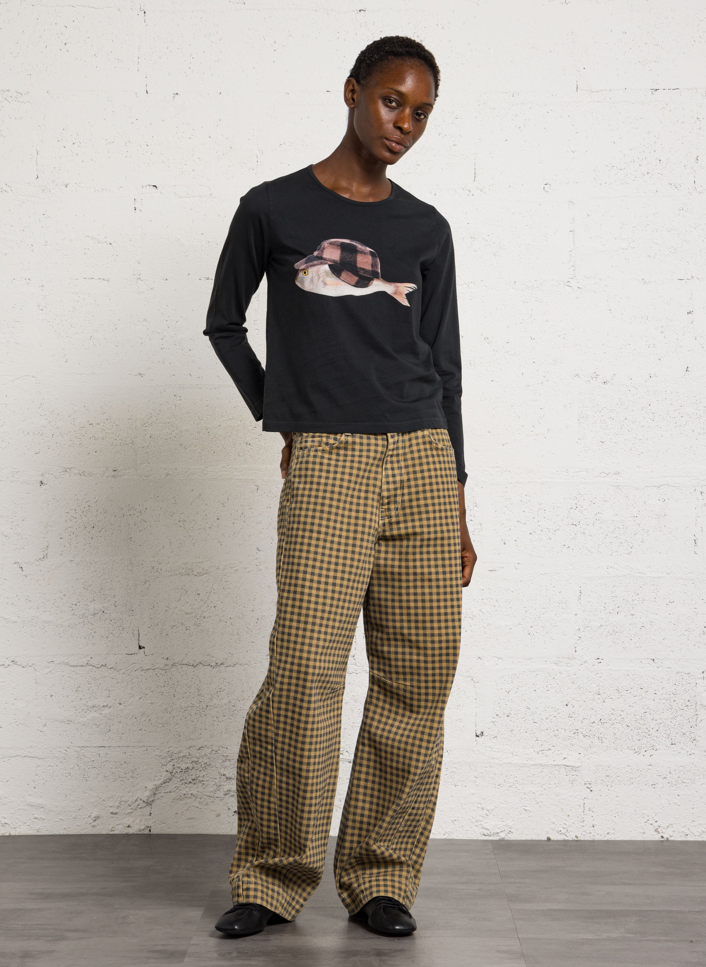 Long-sleeved cotton T-shirt NICE THINGS Black