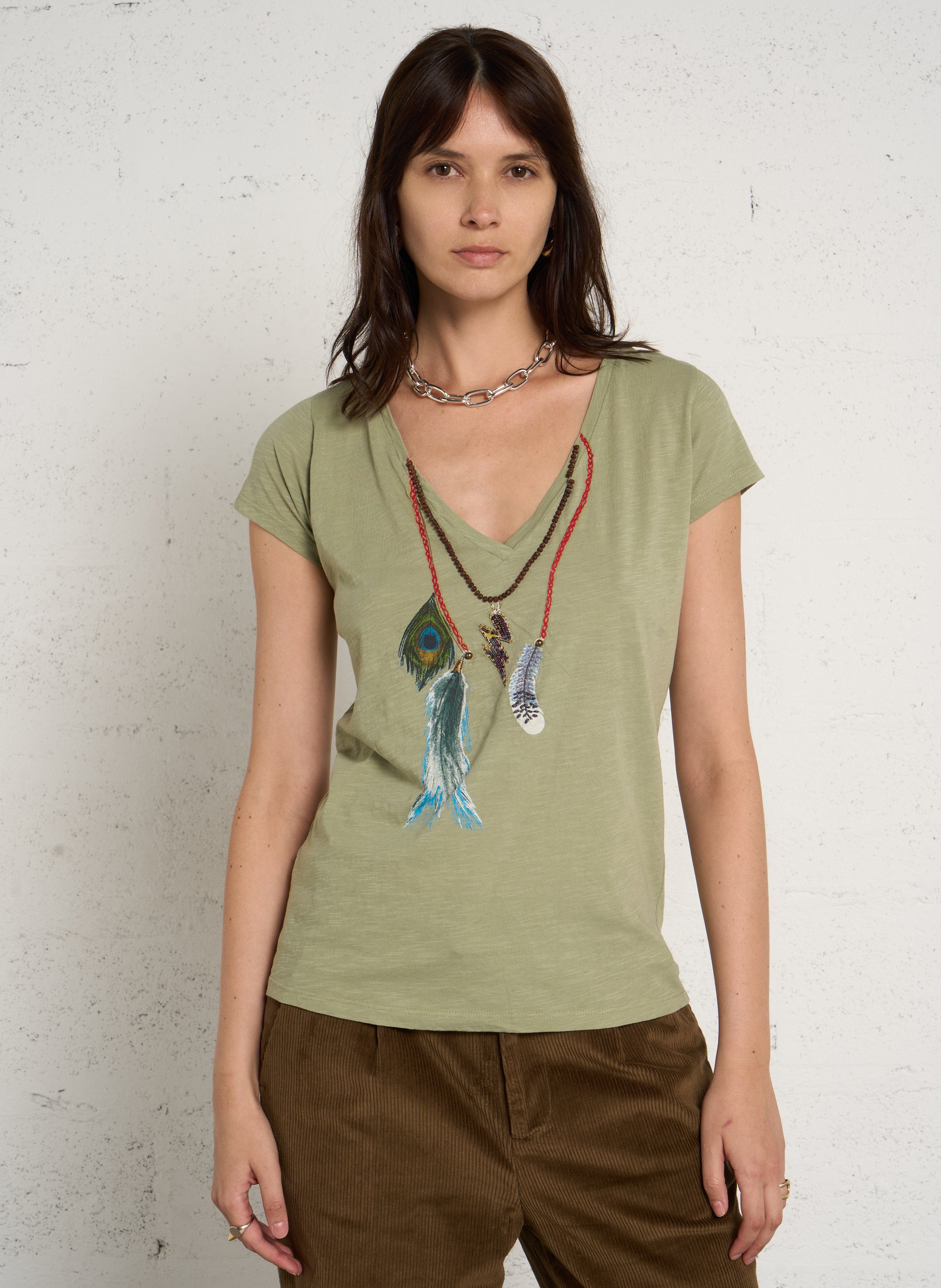 T-shirt van biokatoen met borduursel LEON & HARPER