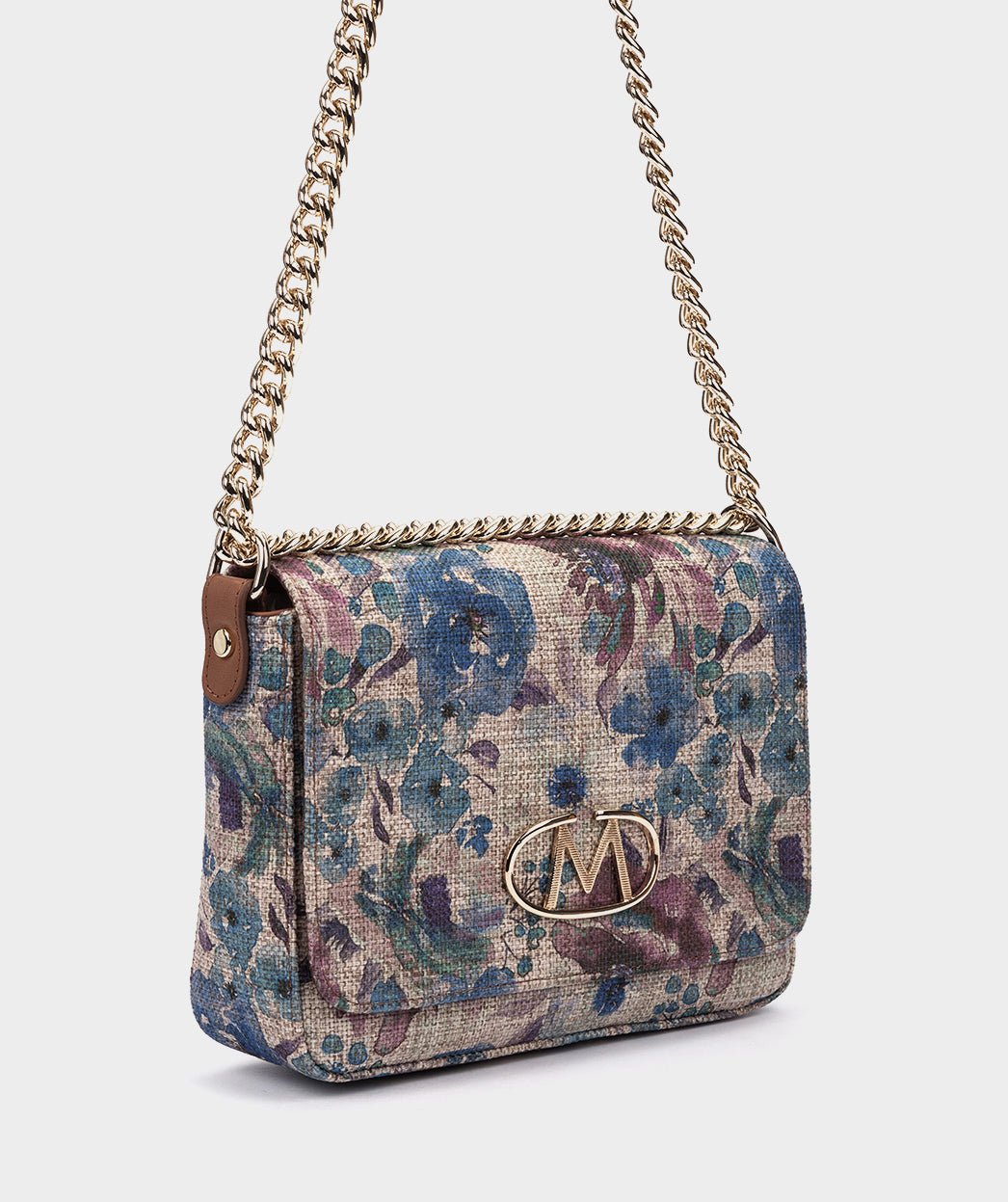 Leather shoulder bag with chain. PEDRO MIRALLES Blue