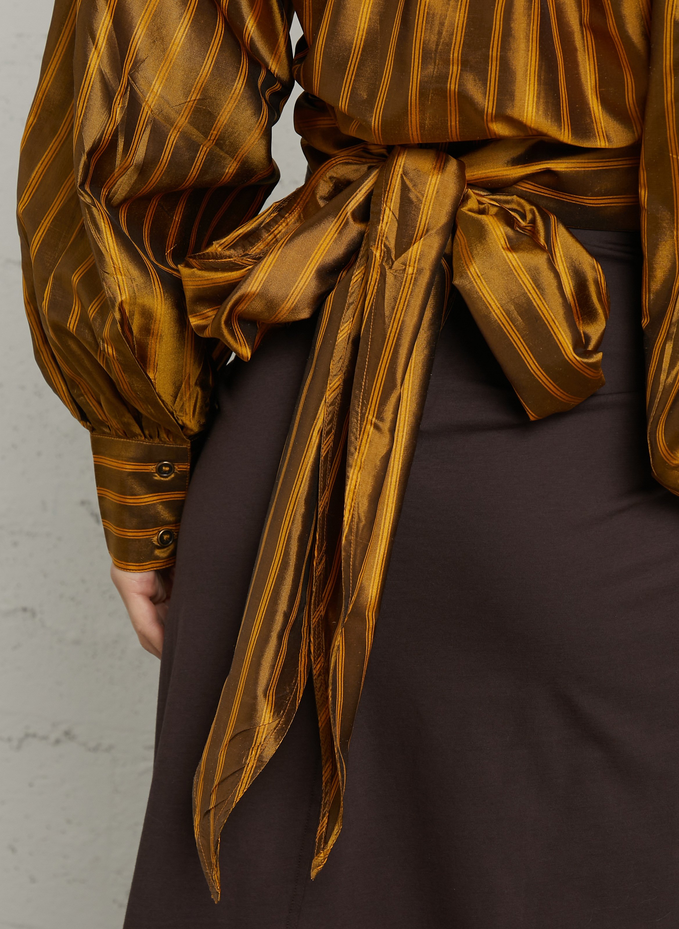 Gestreepte zijden blouse met strik MES DEMOISELLES Oranje