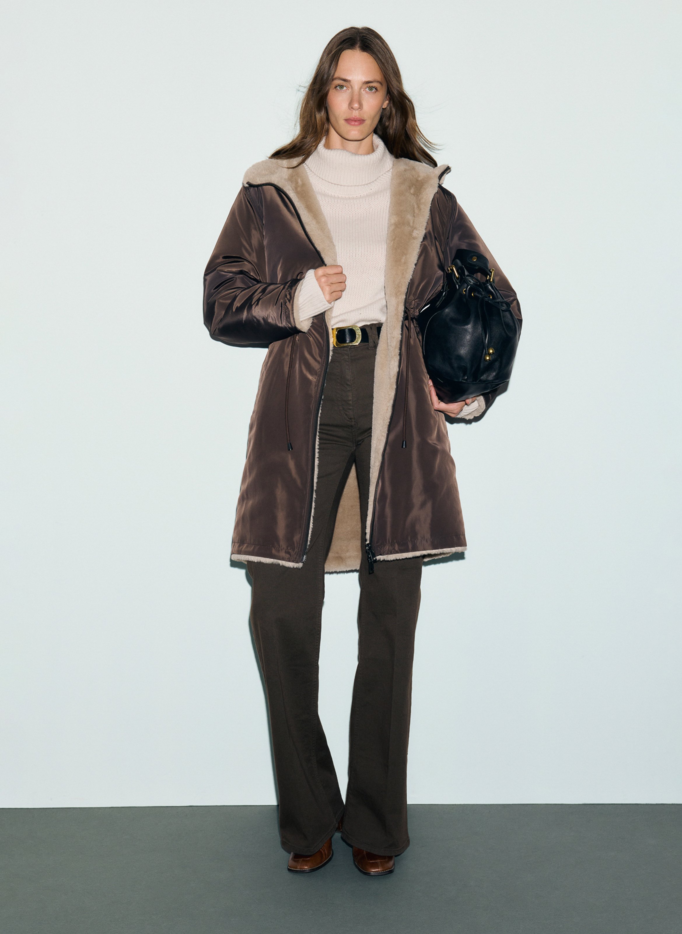 Reversible hooded fitted parka GERARD DAREL Brown