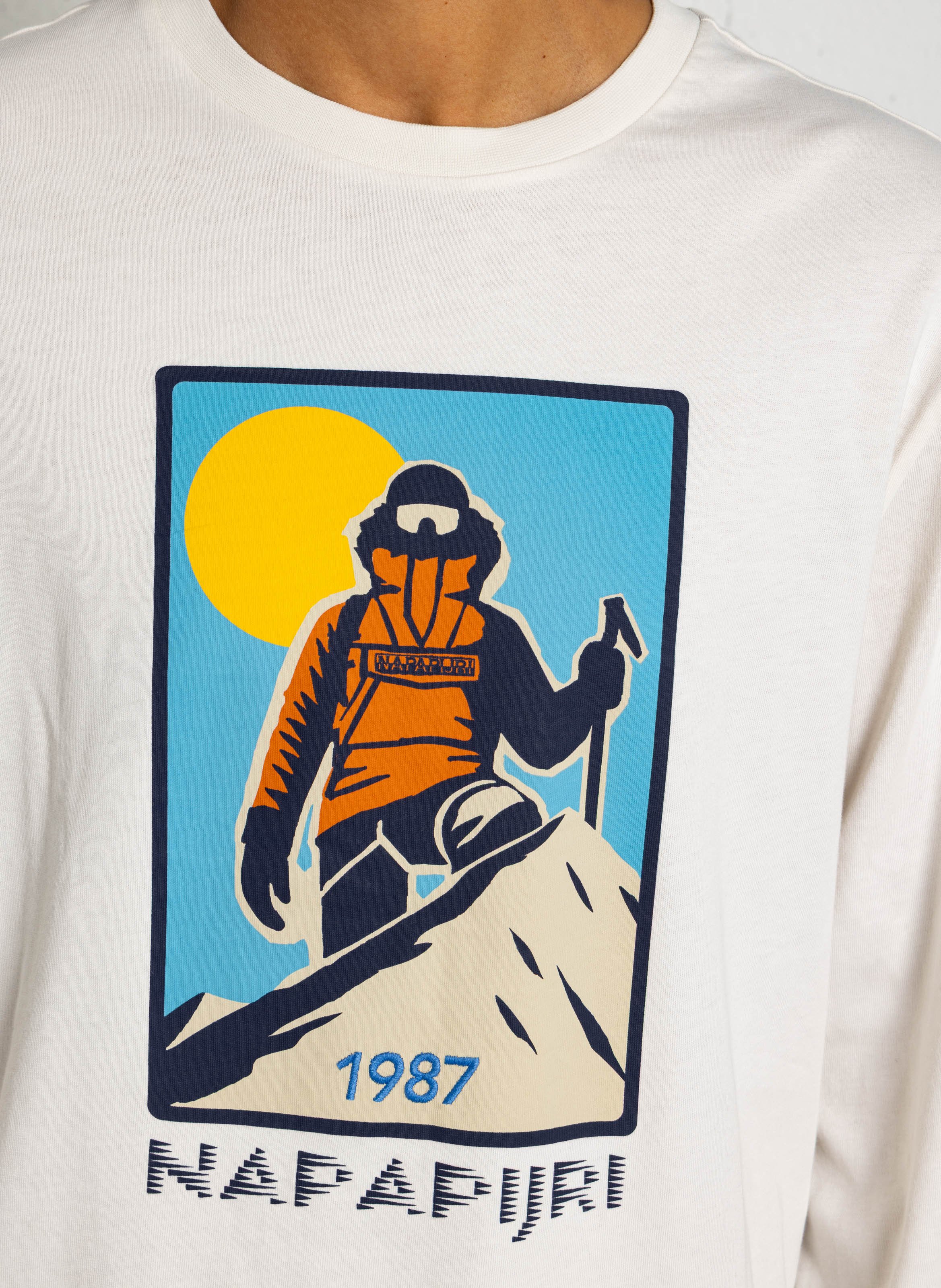 Lange mouwen T-shirt met print van katoen NAPAPIJRI Wit