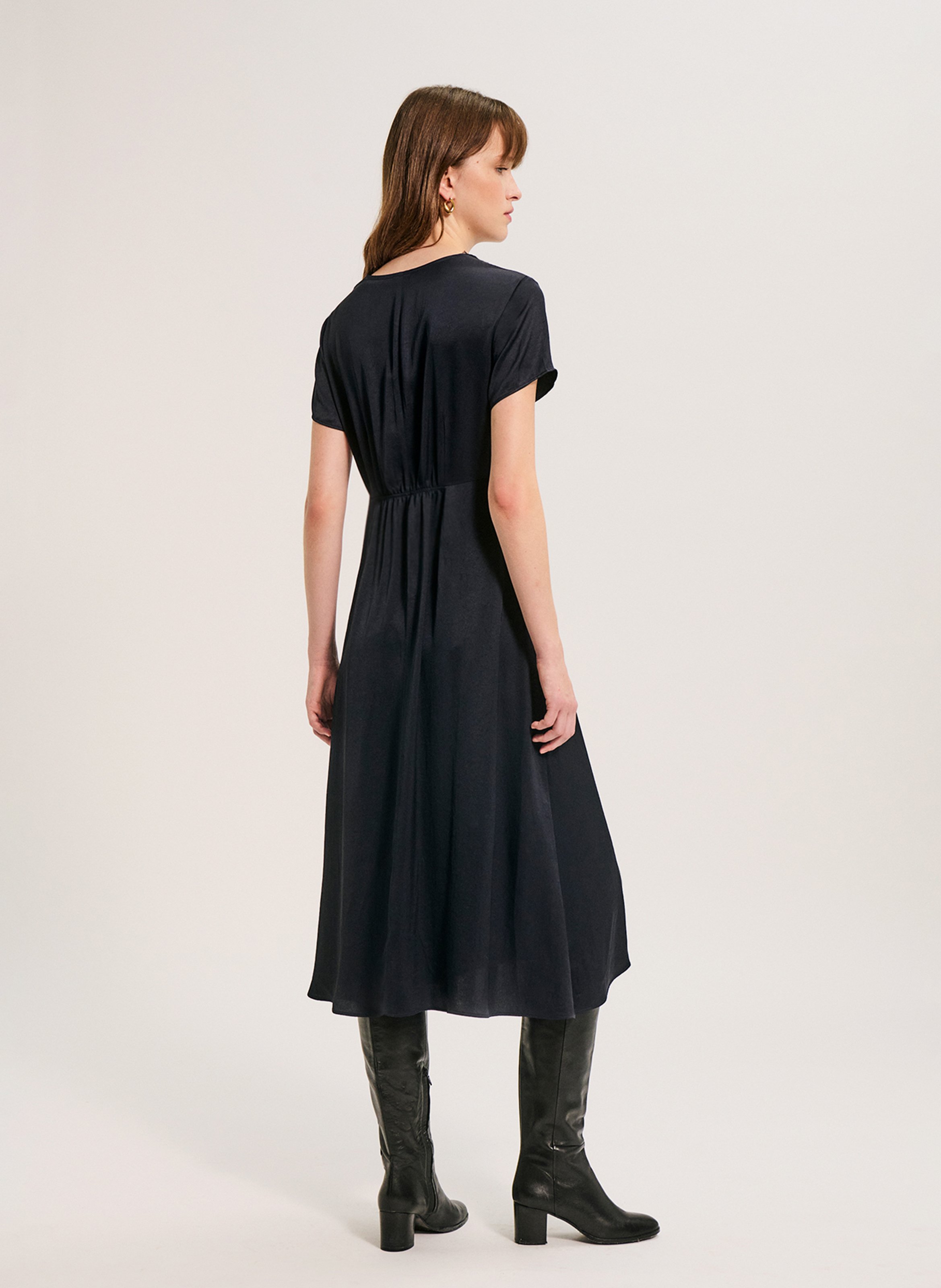 Robe midi encolure V  PABLO Bleu
