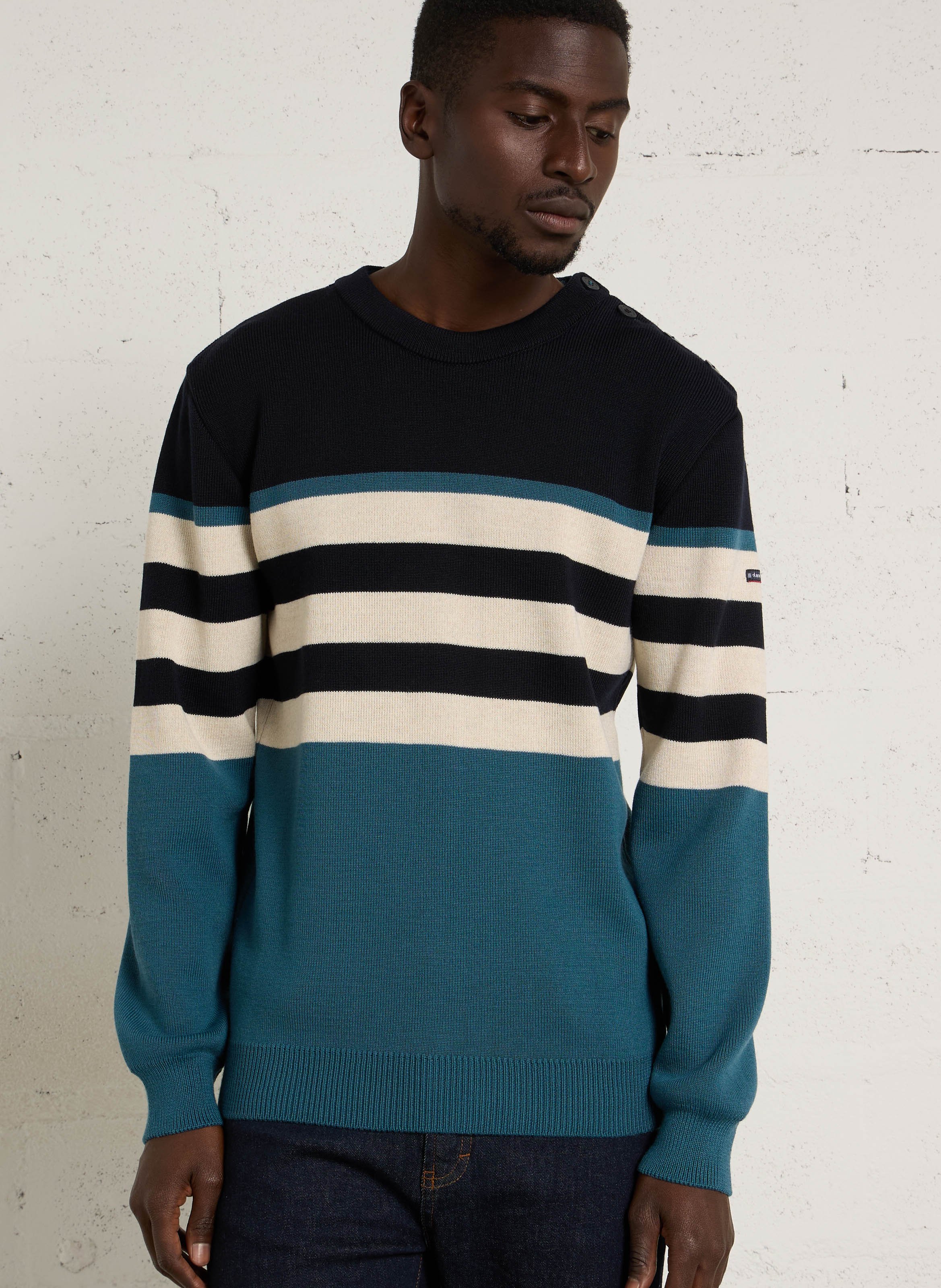 Pull rayé en laine mélangé ARMOR LUX Bleu