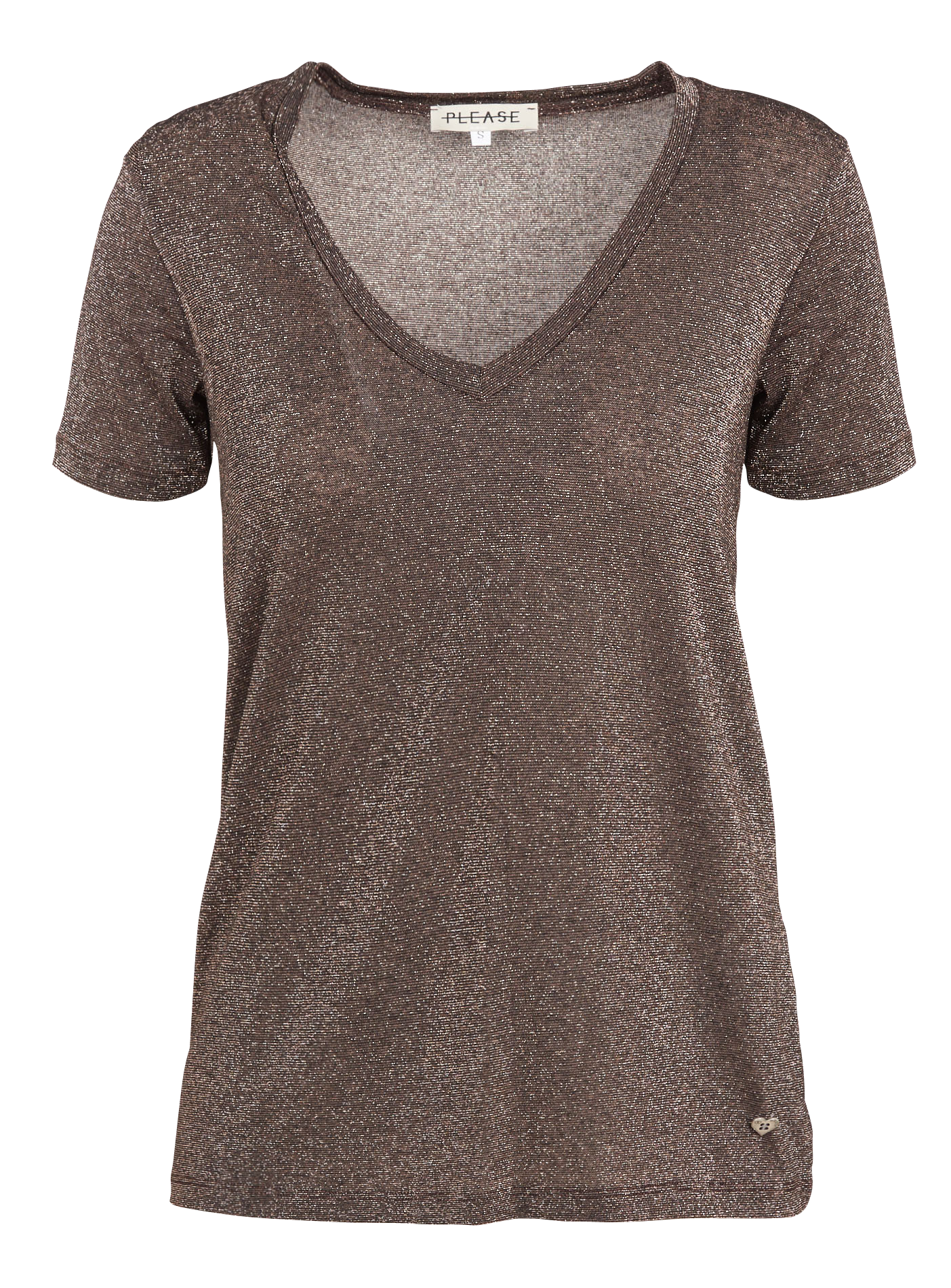 V-neck T-shirt with metallic thread Green