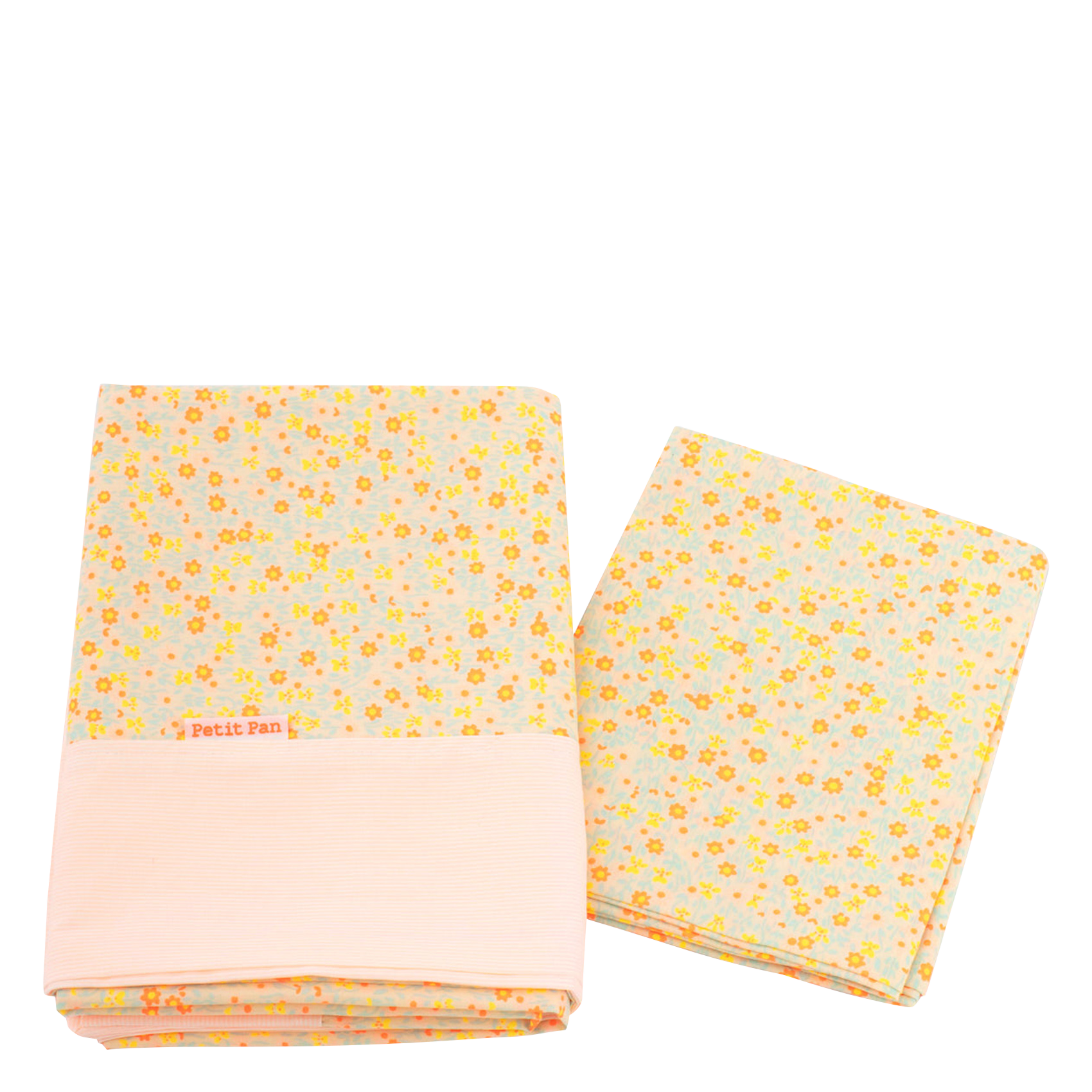 Floral print cotton bedding set  Flower power blanc