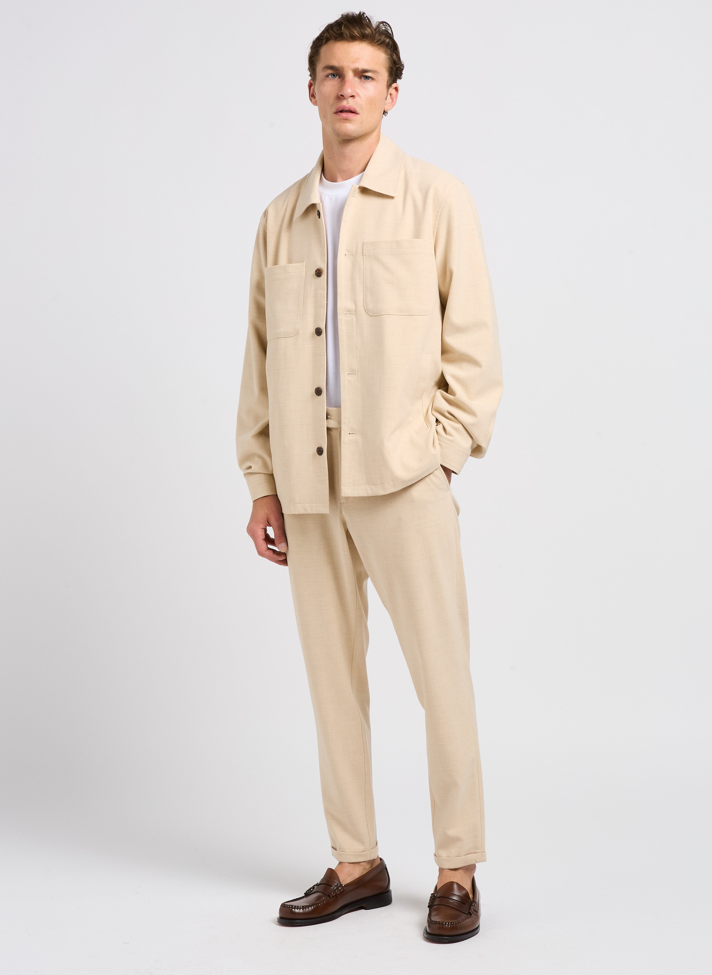 Pantalon de costume en fibres recyclées mélangées LES DEUX Marron