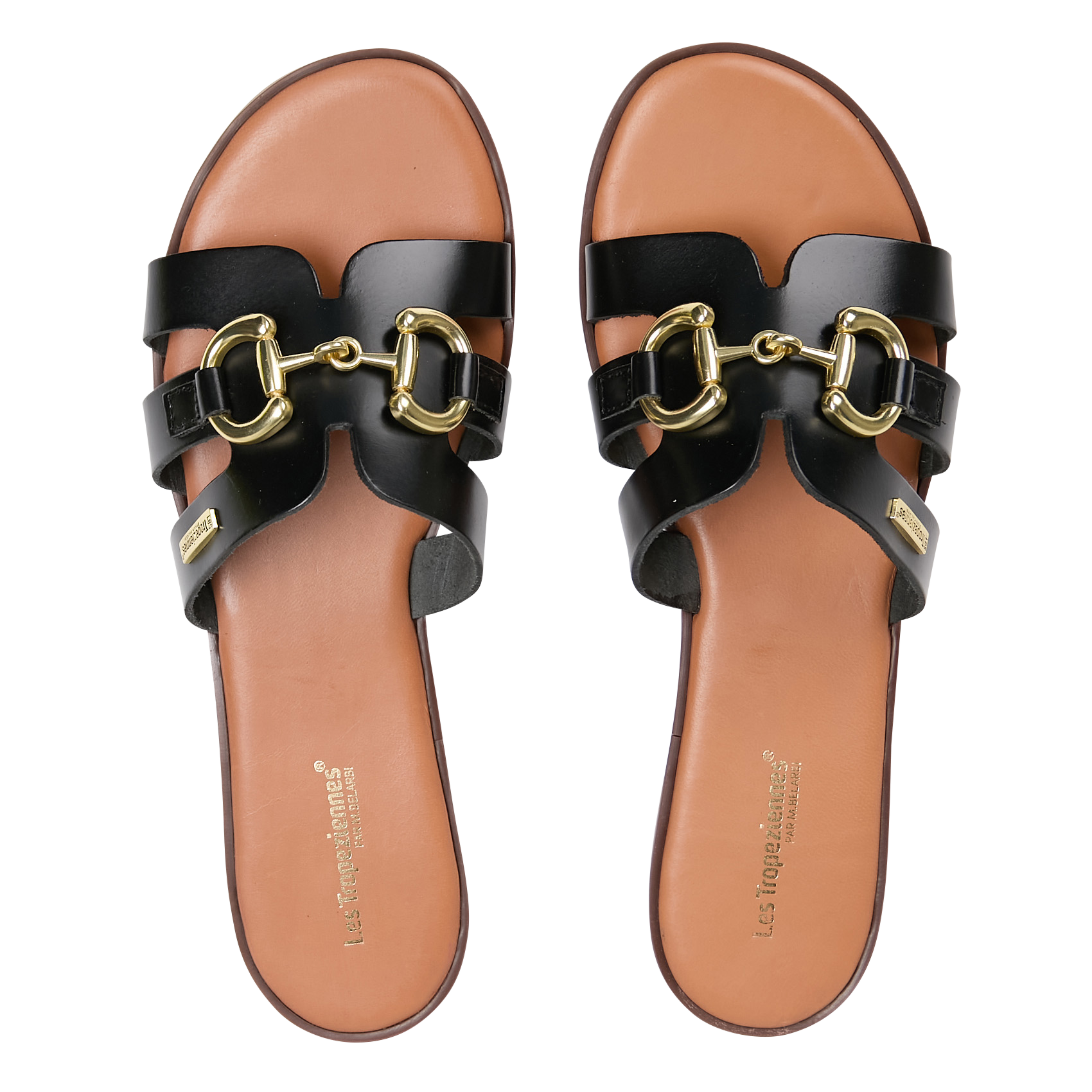 Sandales plates en cuir LES TROPEZIENNES PAR M.BELARBI Noir