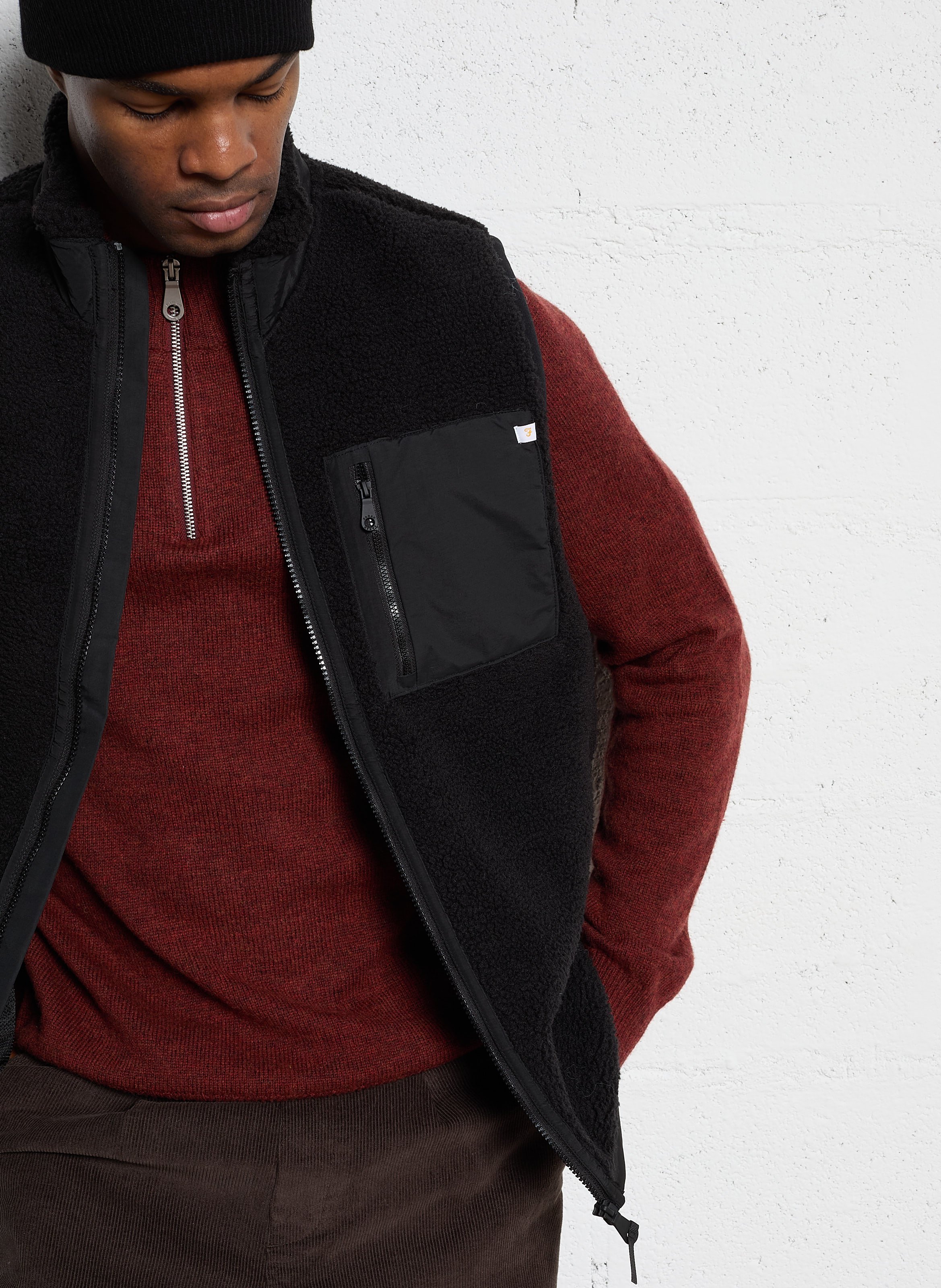 Weste in Pelzoptik Schwarz