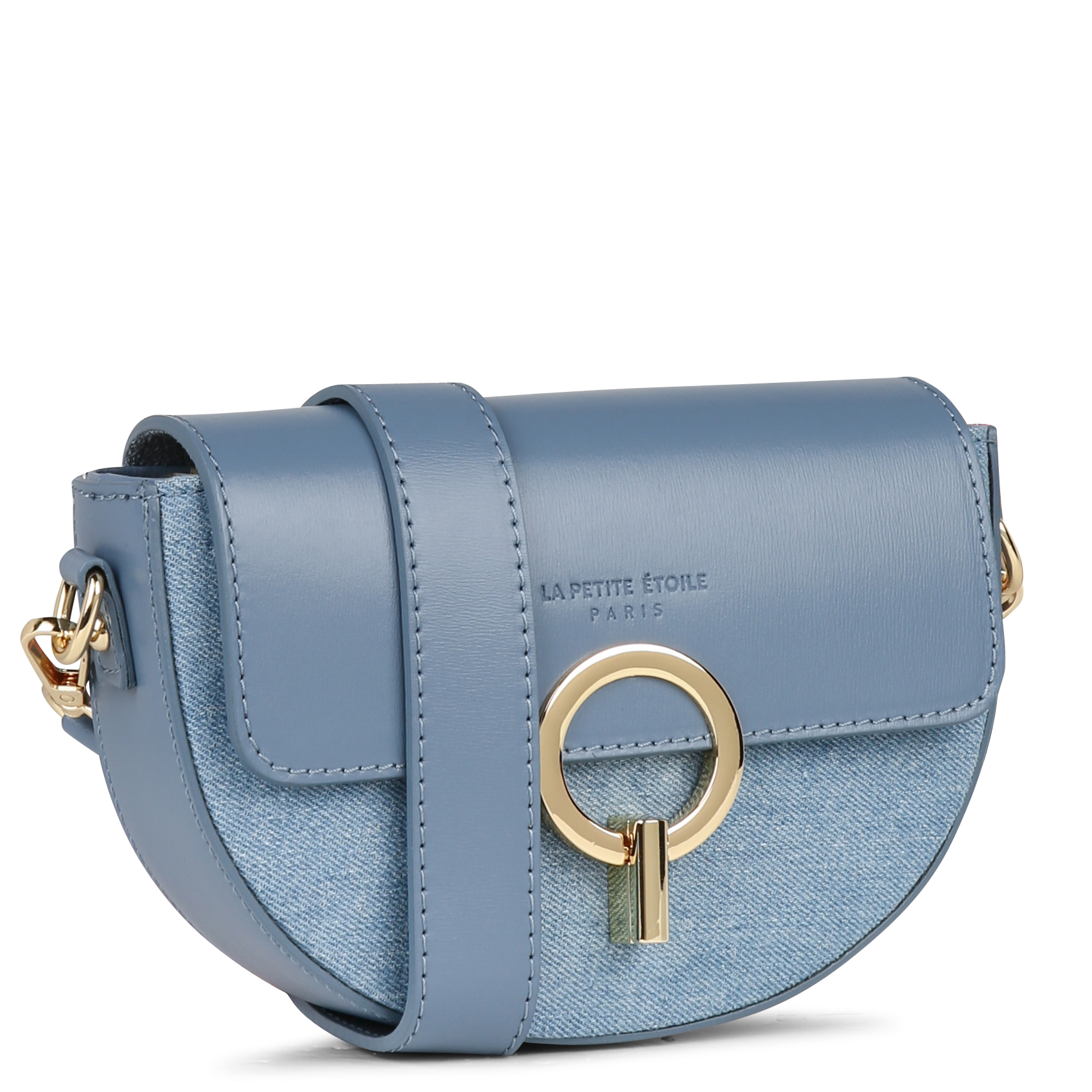 Shoulder bag with removable handle in denim LA PETITE ETOILE Jean Stone