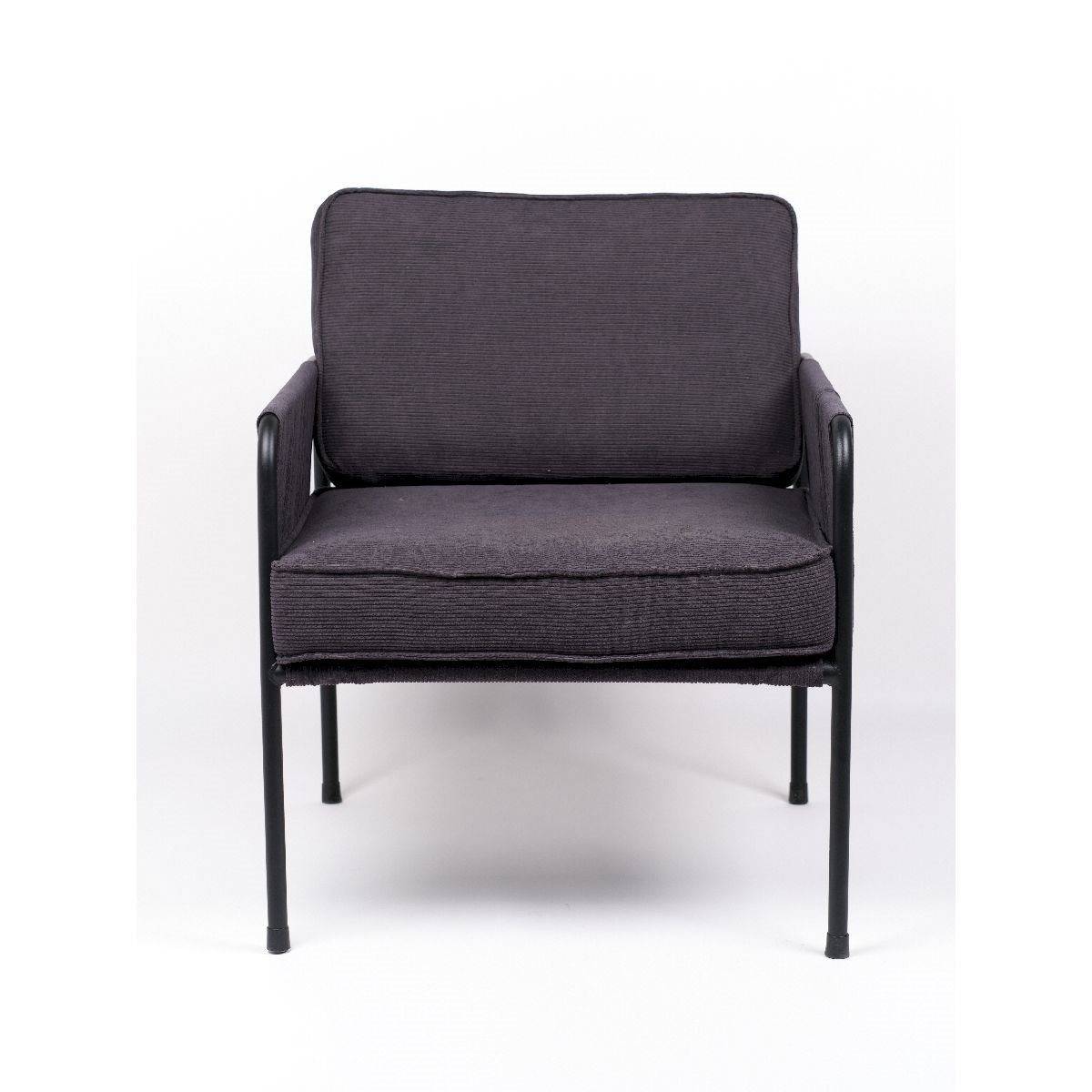 Corduroy fabric armchair with metal frame FACTORY Grey