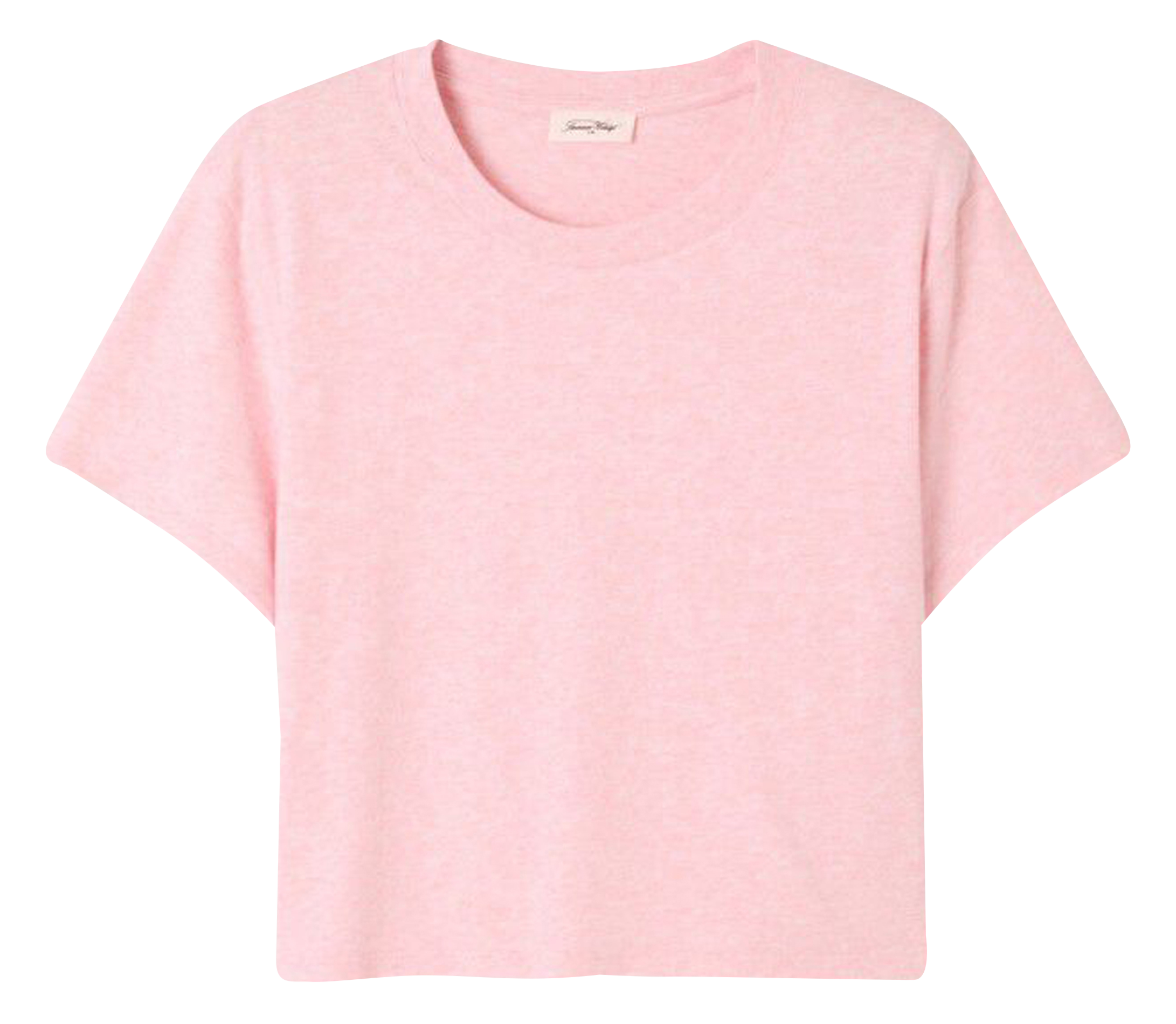 Tee shirt chiné col rond en coton mélangé  Rose