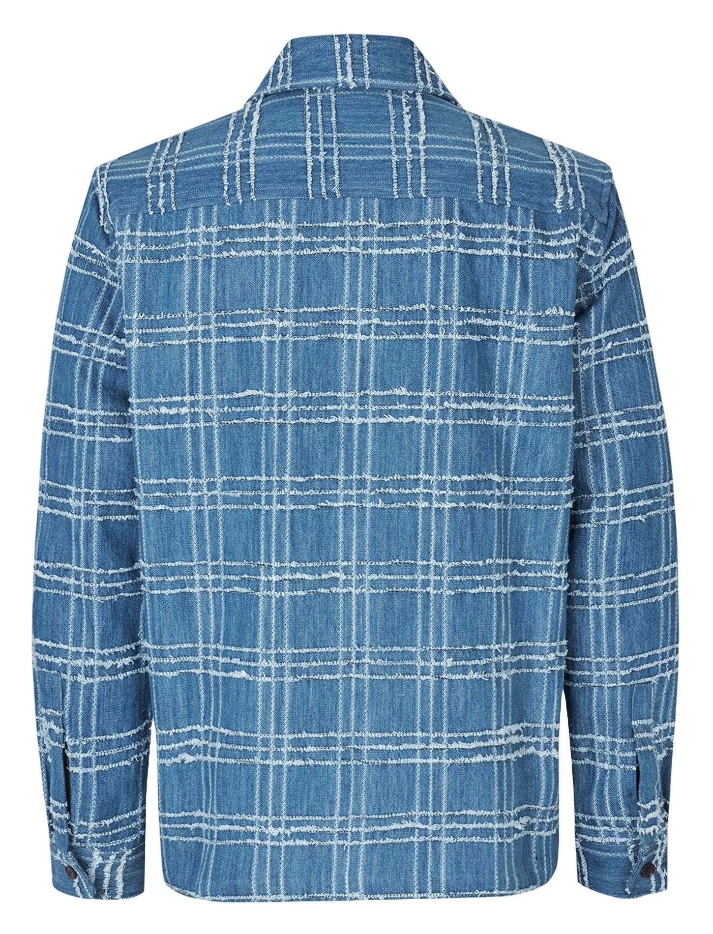 Veste col chemise à carreaux en jean Bleu