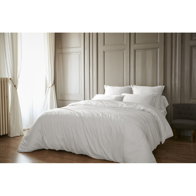 Cotton percale pillow case L'EFFET PAPILLON White