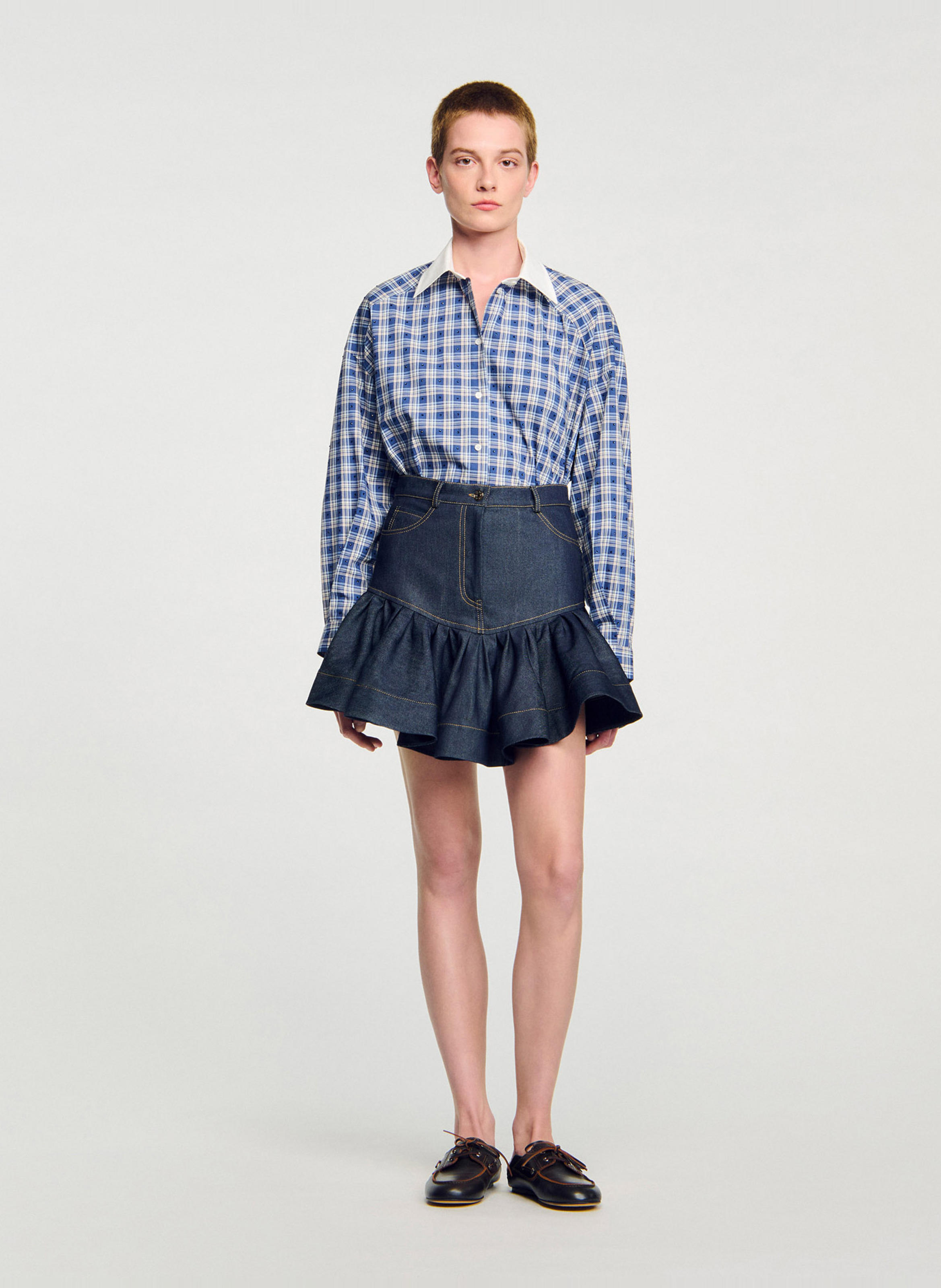 Jupe courte en denim SANDRO Bleu