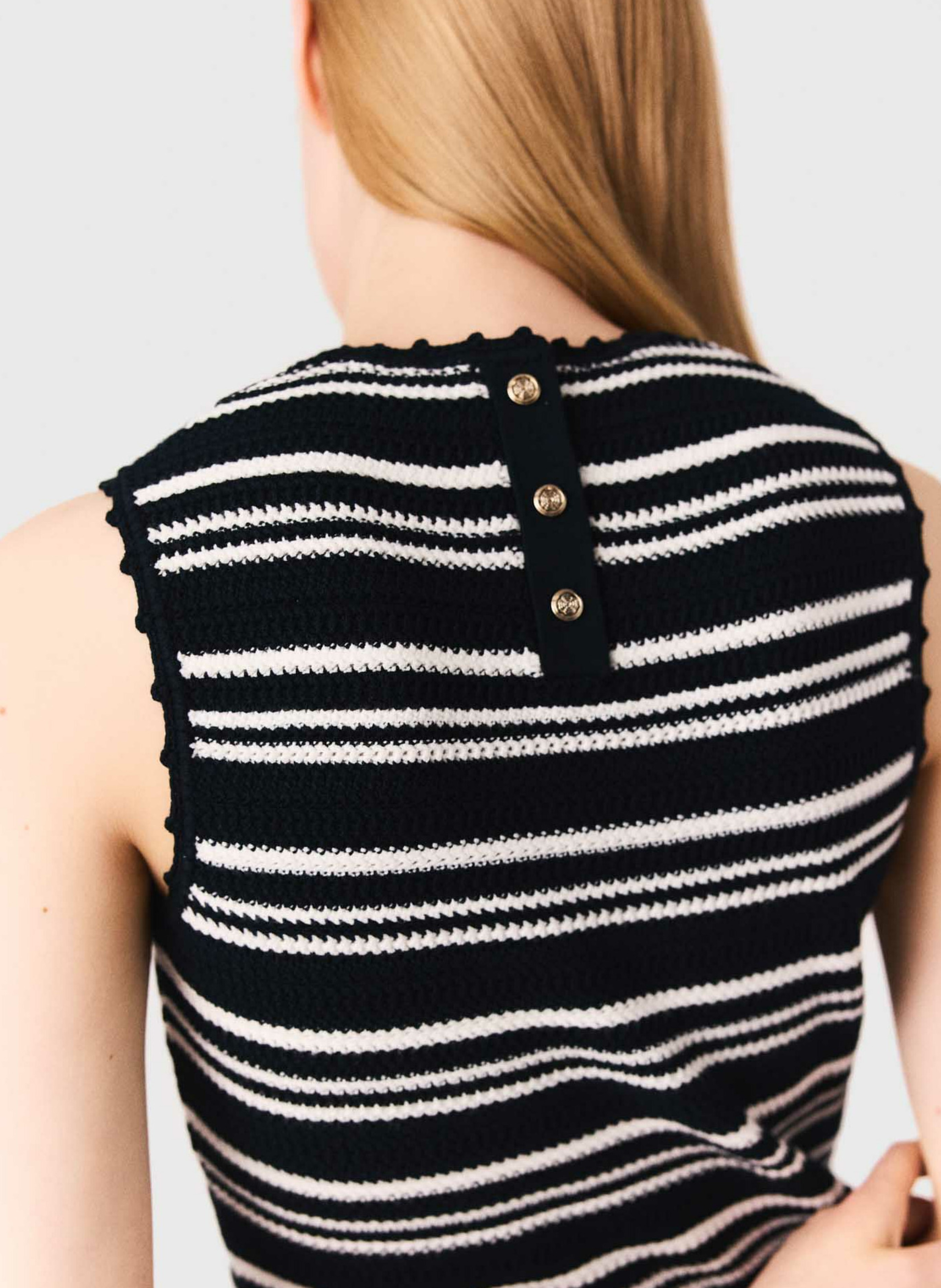 Robe courte cintrée en maille rayée MAJE Bleu