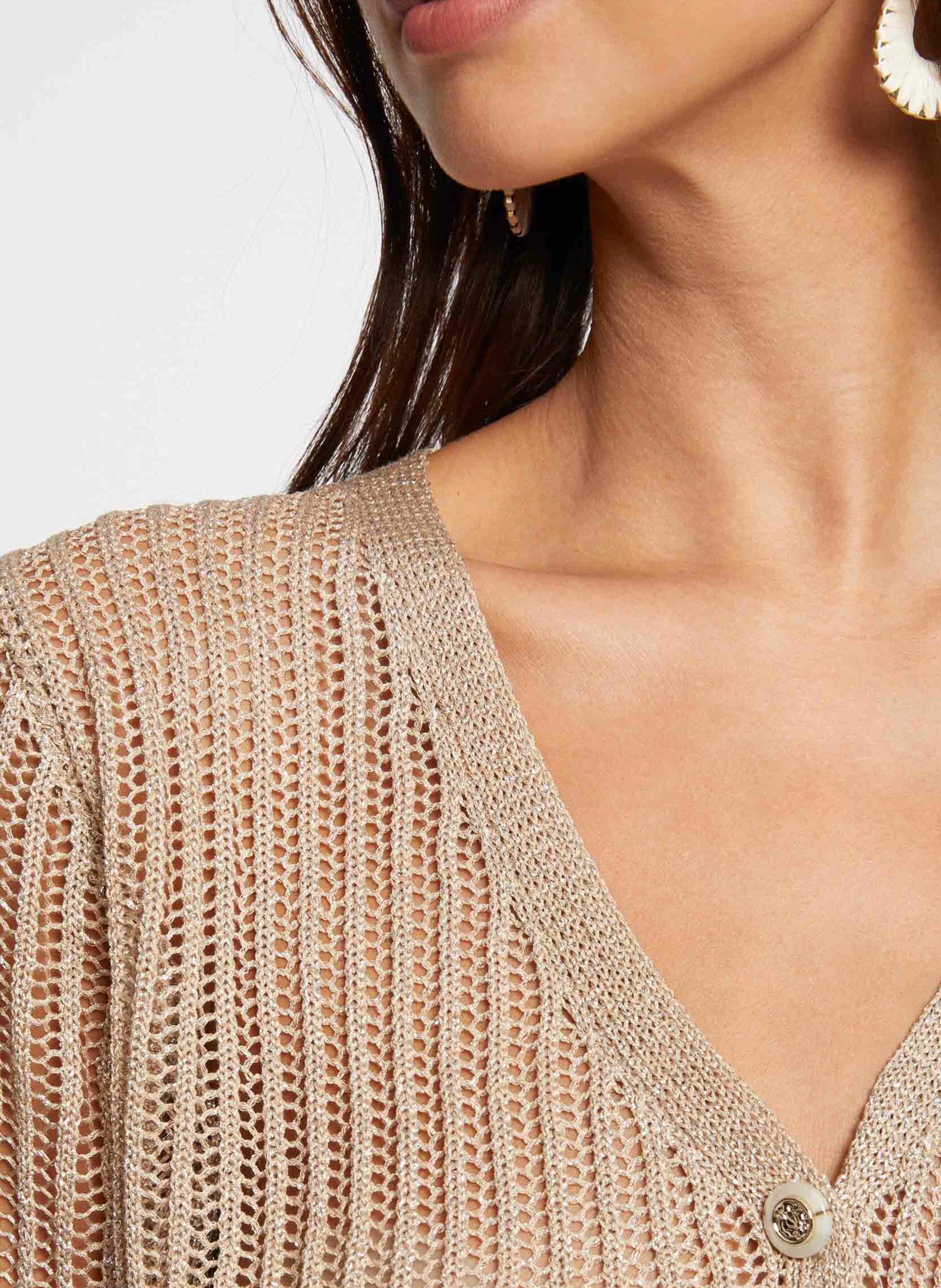 Long-sleeved openwork knit cardigan MORGAN Golden