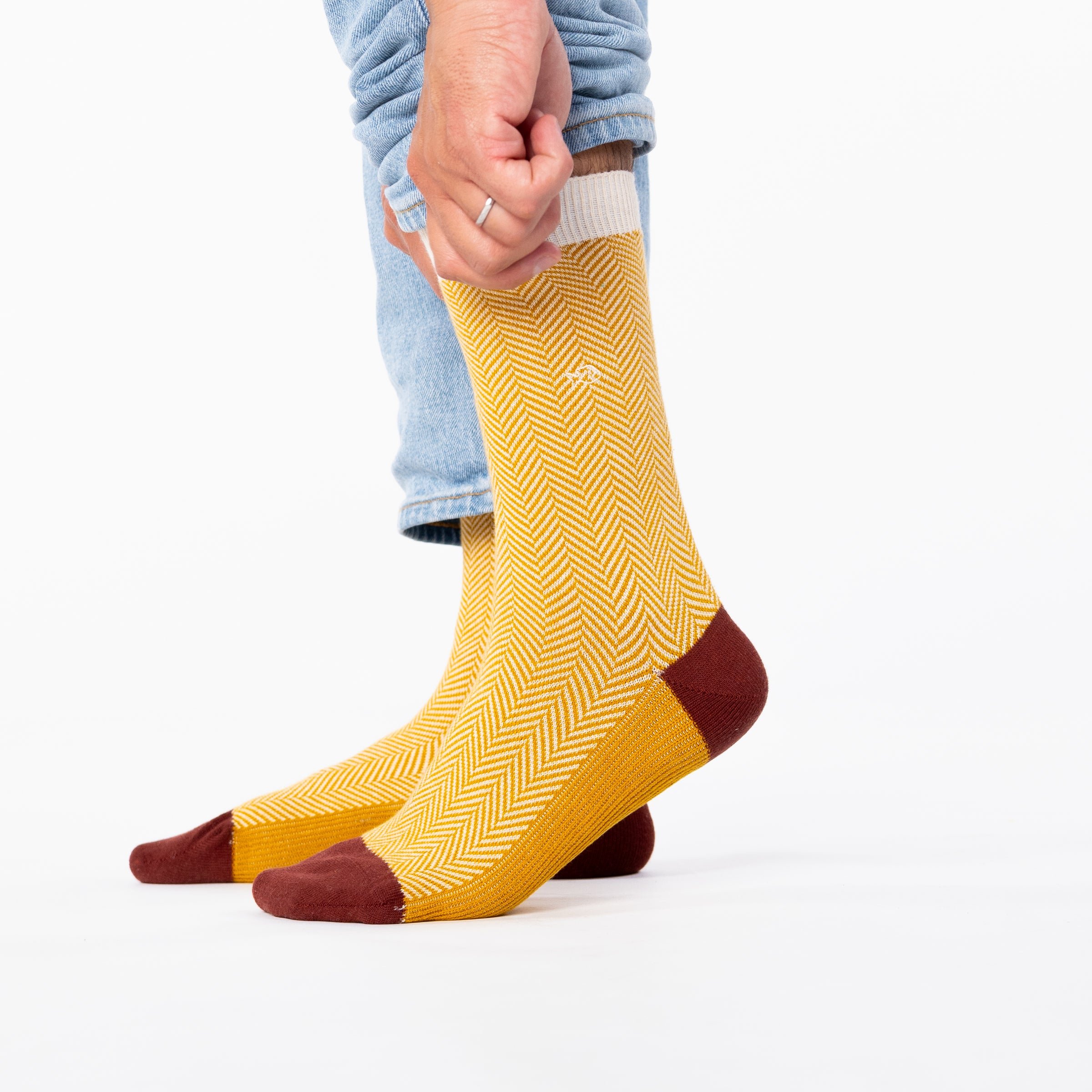Combed cotton herringbone socks BILLYBELT Yellow