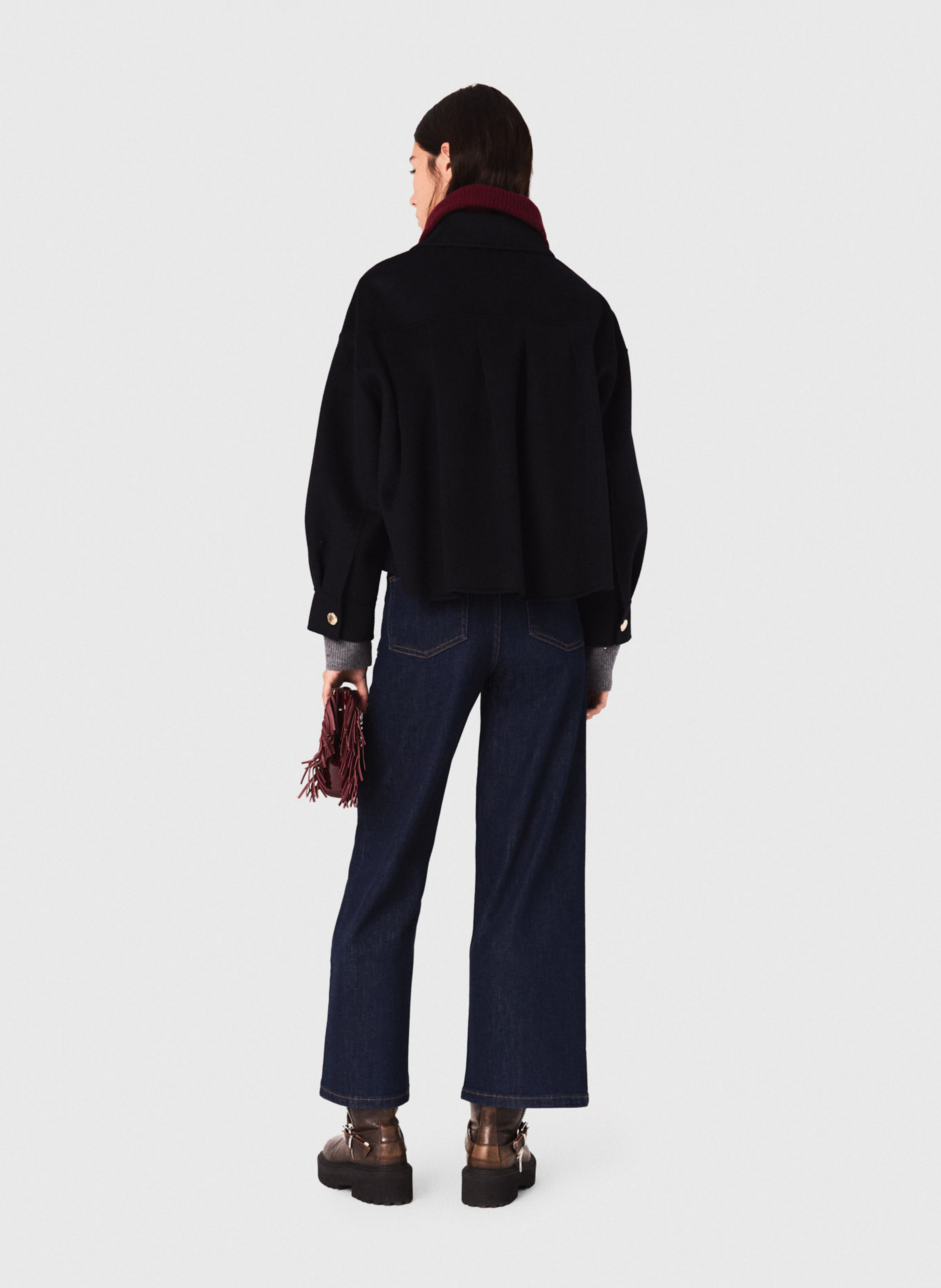 Veste courte ample en laine mélangée MAJE Bleu