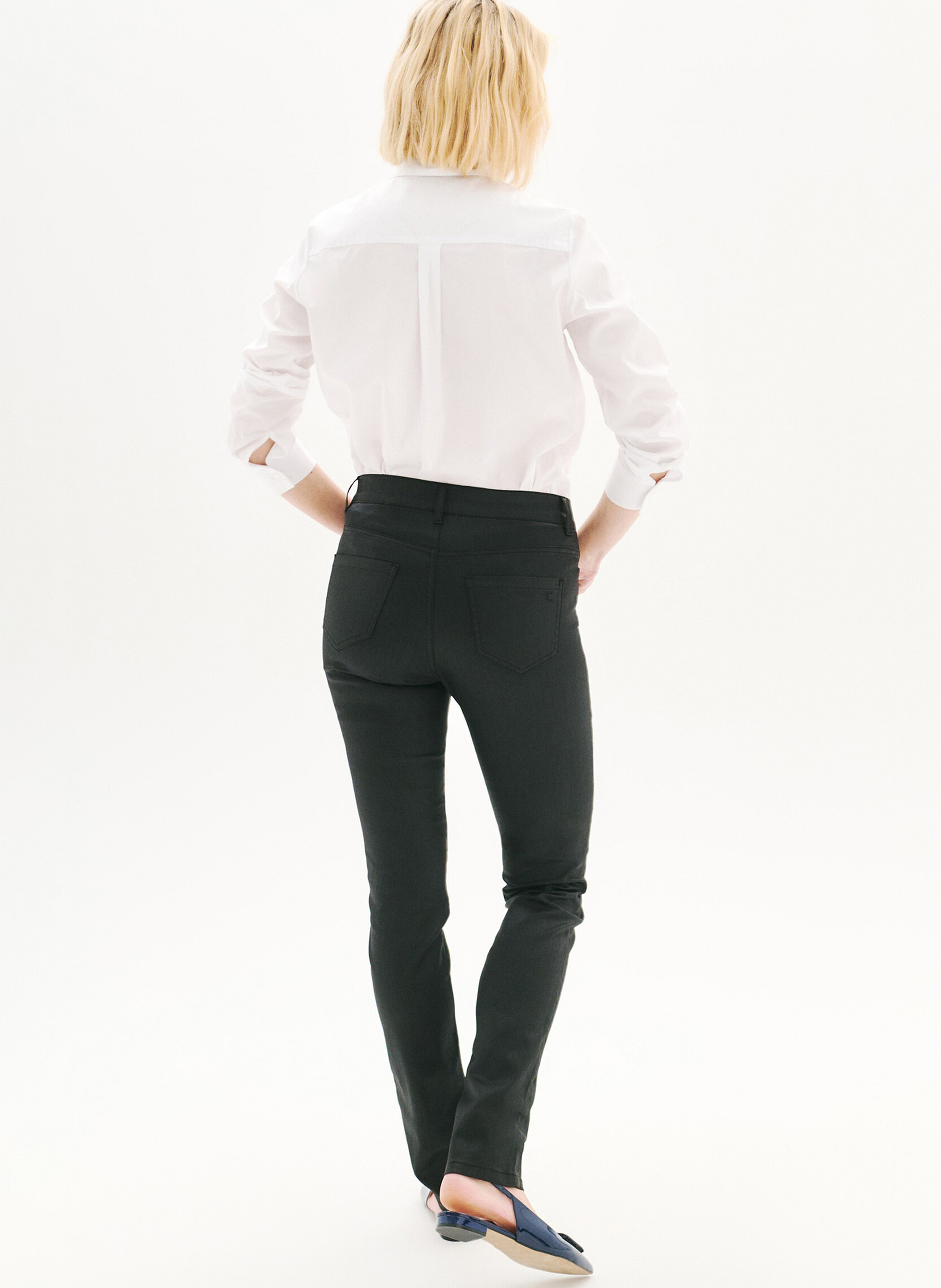 Pantalon slim en coton mélangé CAROLL Noir