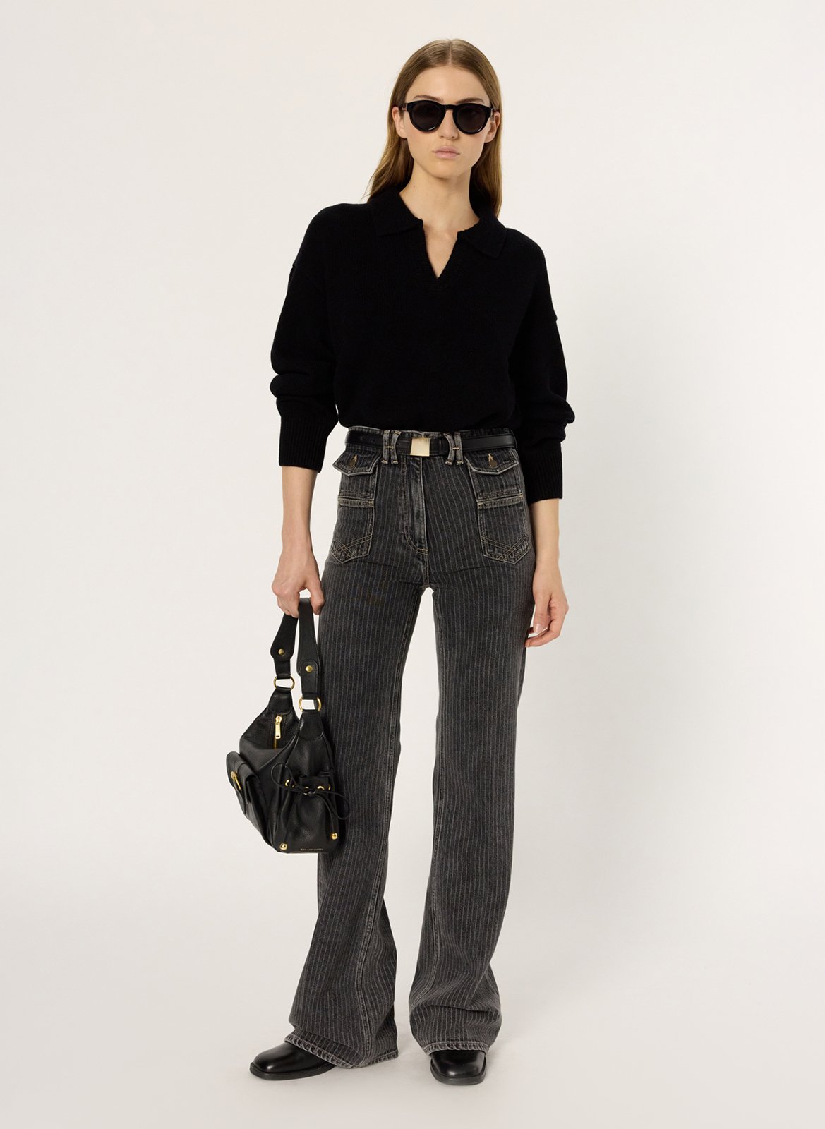 Pull col tunisien en laine GERARD DAREL Noir