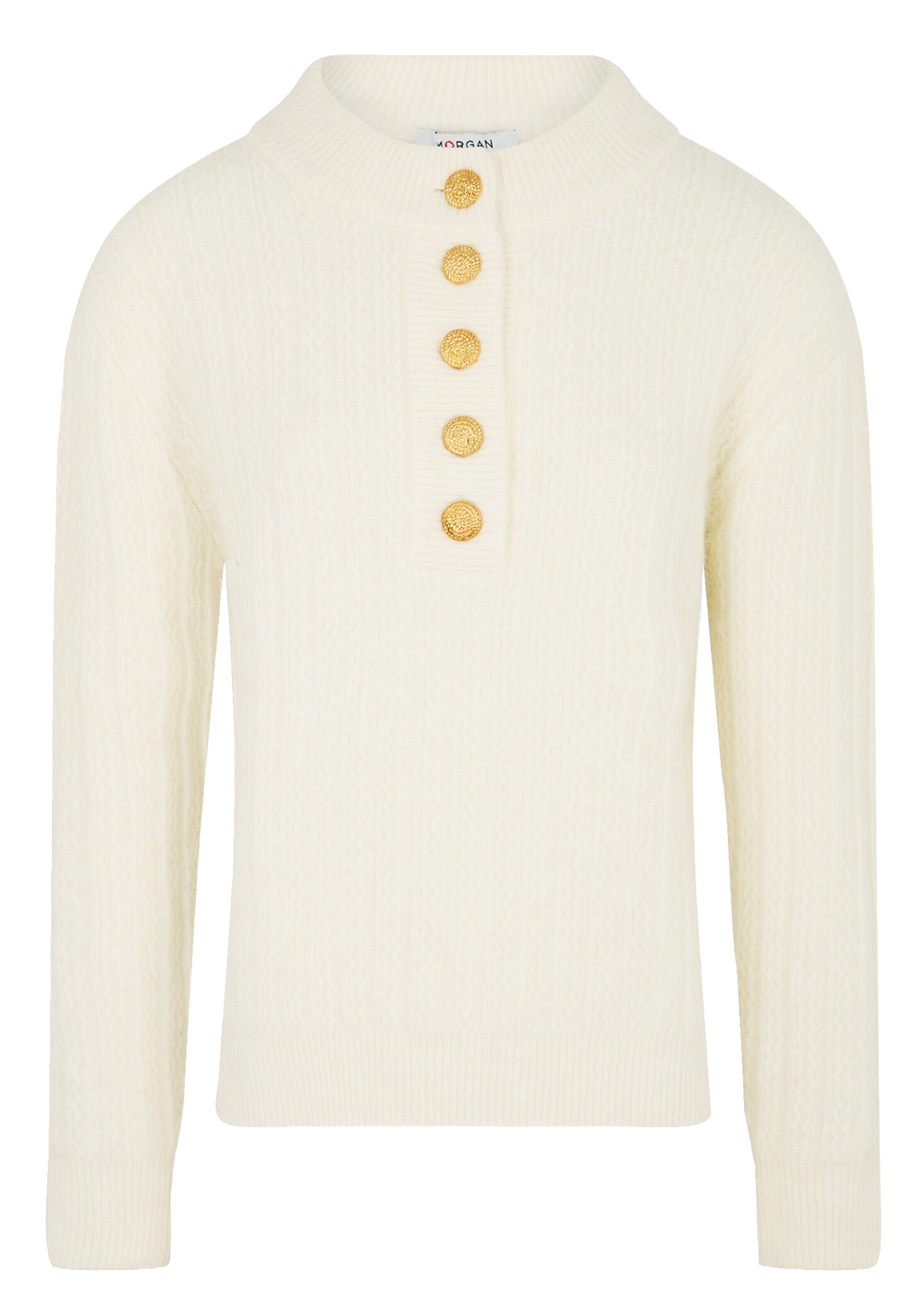Pull boutonné en maille tressée MORGAN Beige