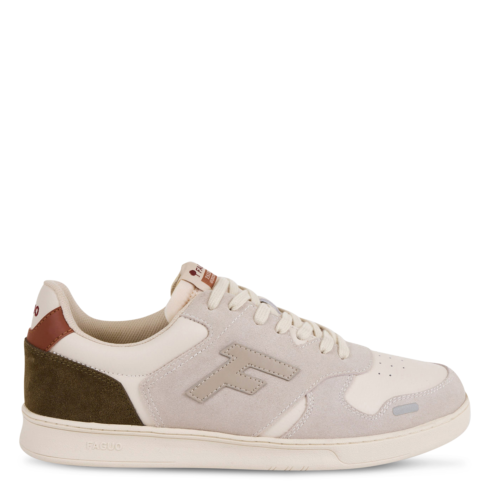 Lage baskets van leermix FAGUO Beige