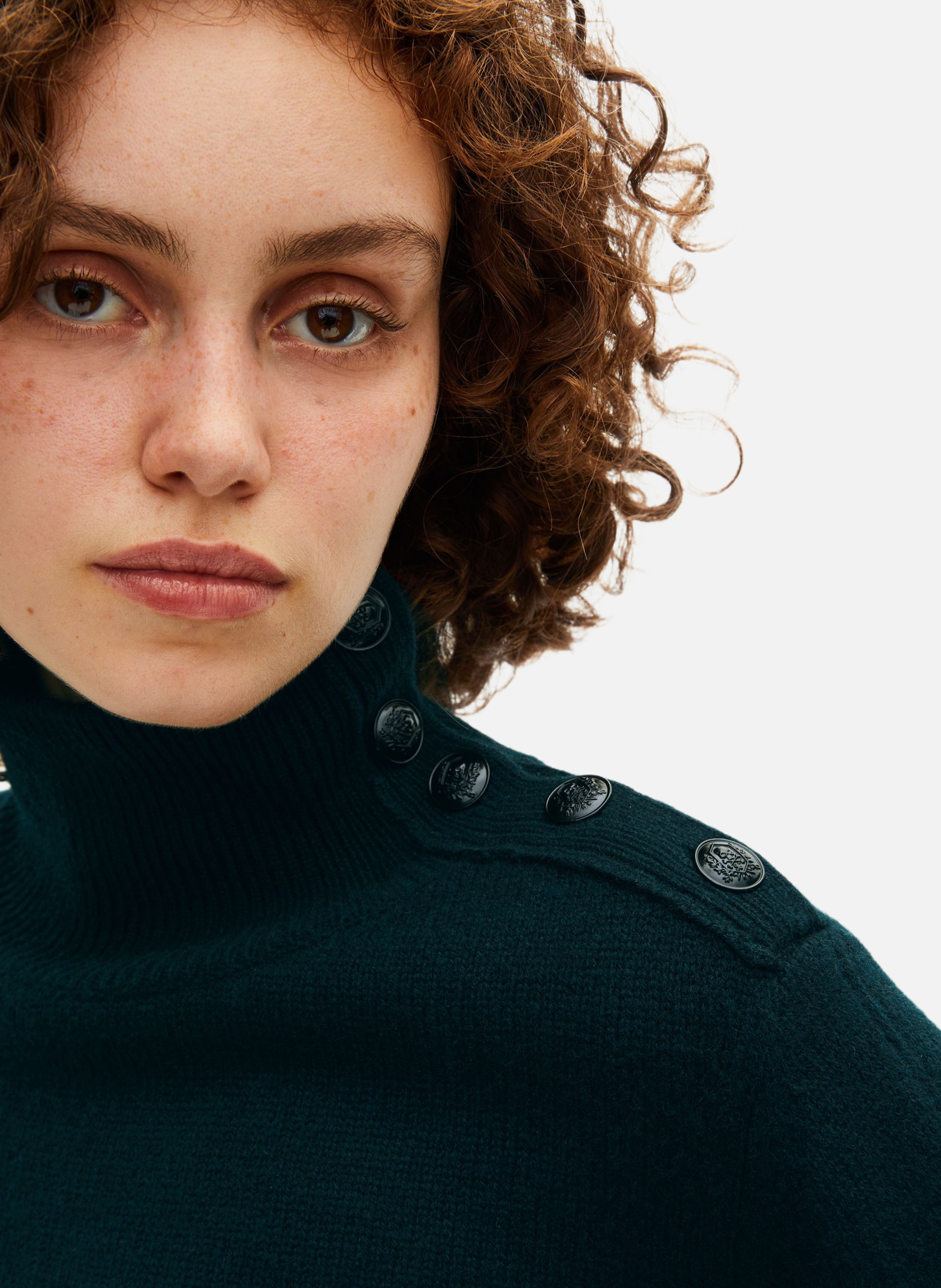 Boat-neck contrast-knit wool sweater  THE KOOPLES Green