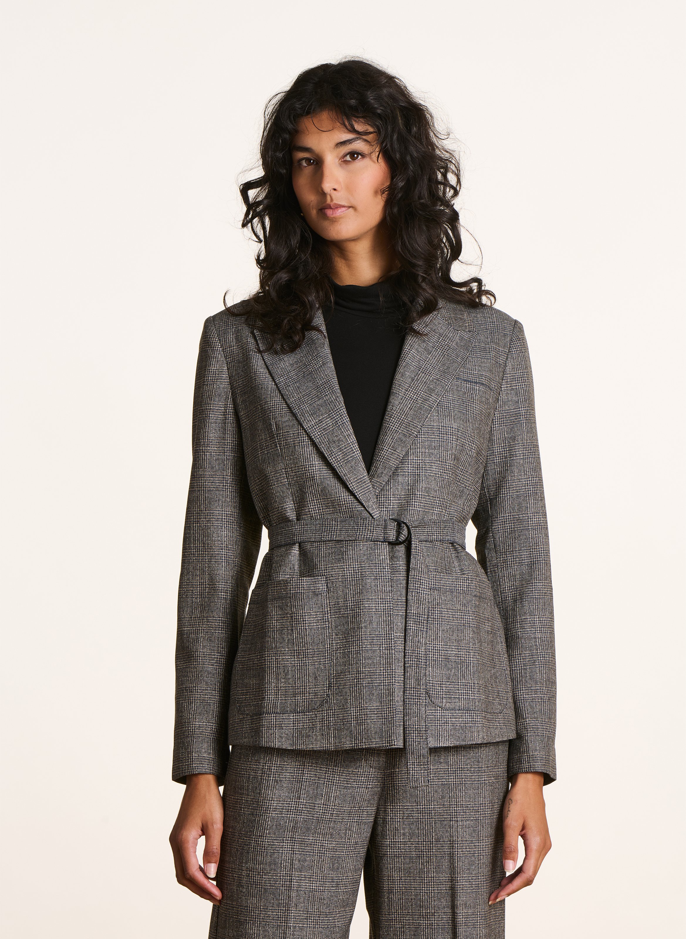 Belted patterned blazer LA FEE MARABOUTEE Multicolored