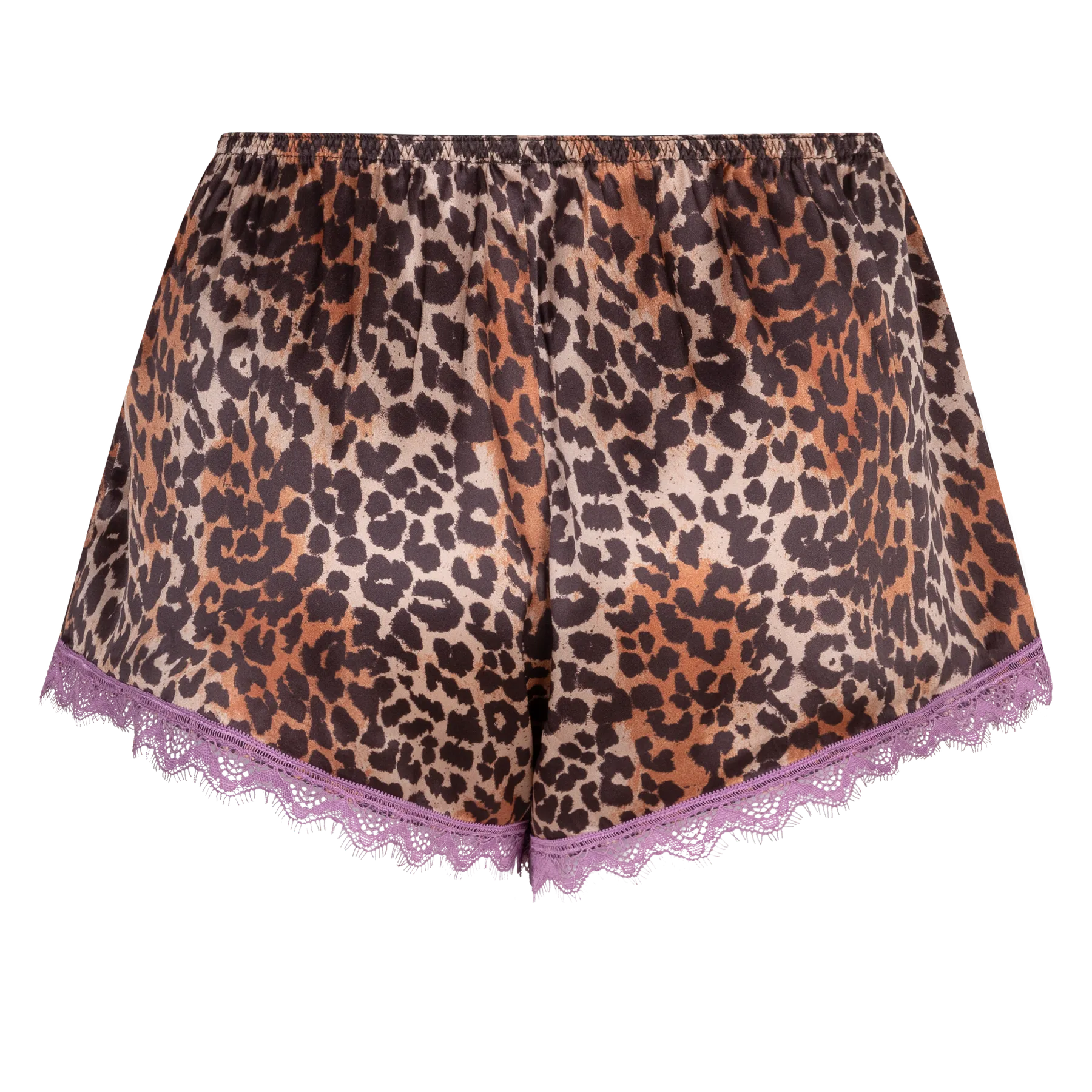 Short droit en soie imprimé LOVE STORIES Marron