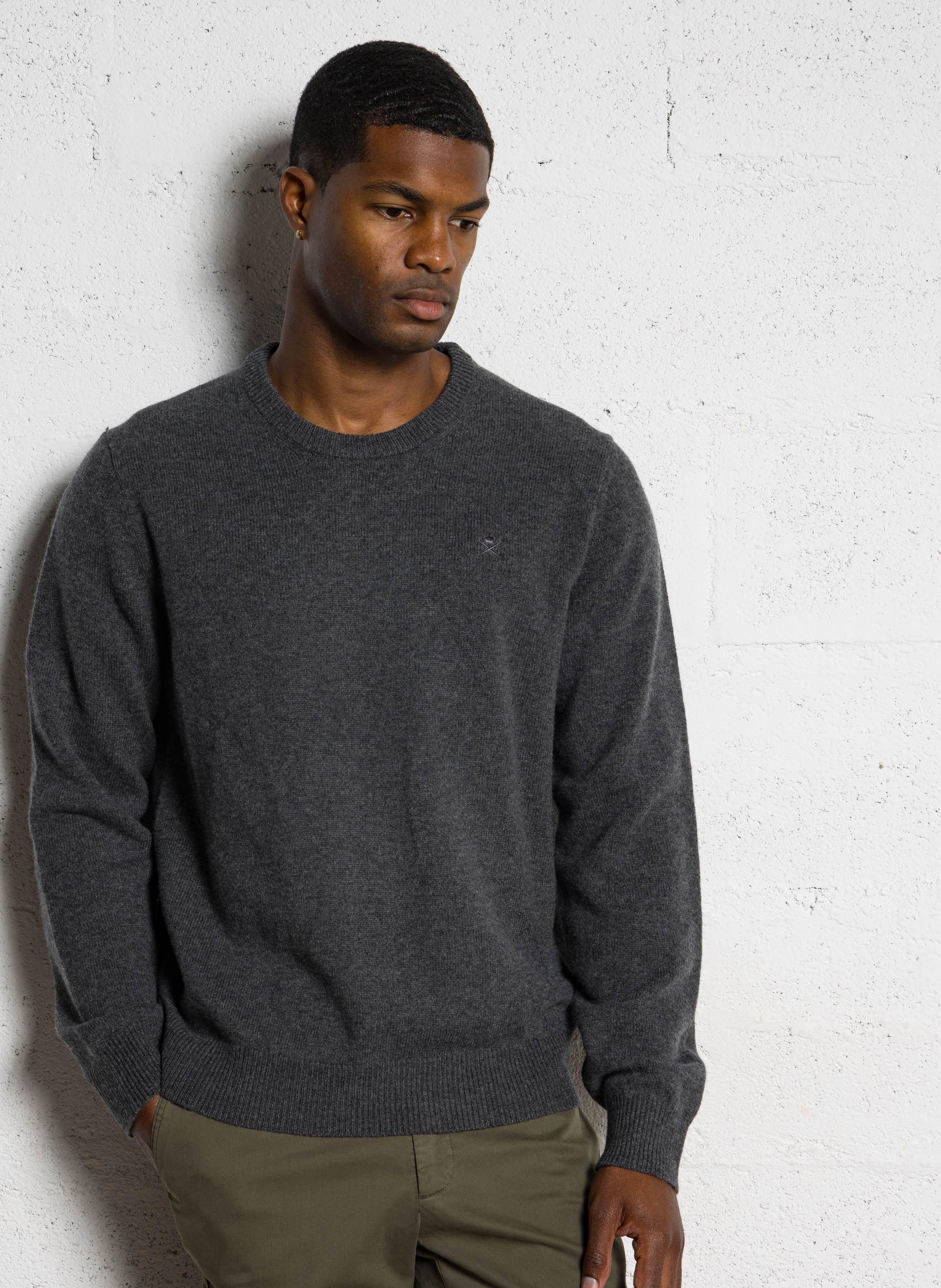 Trui met ronde hals in effen wol HACKETT