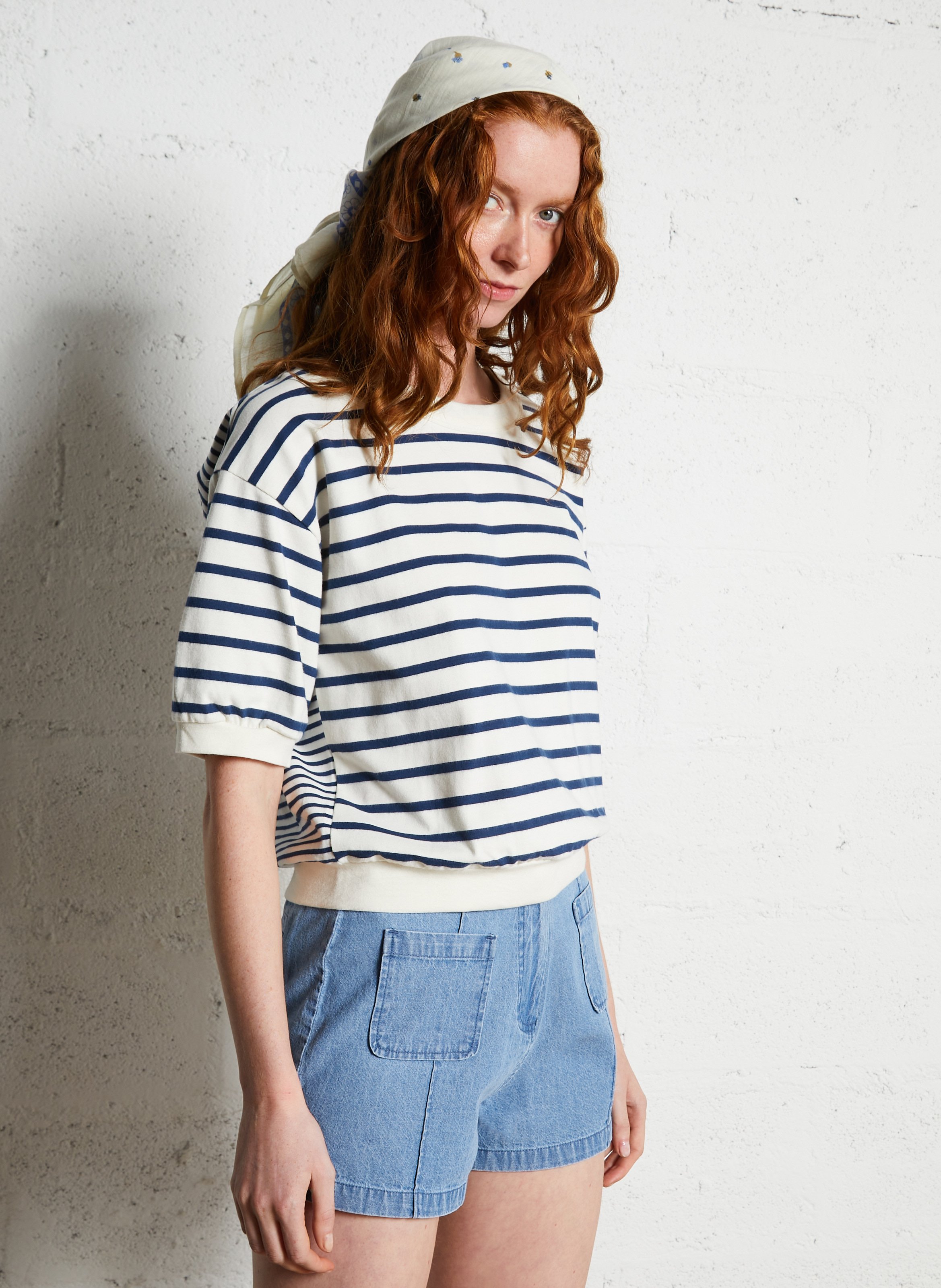 Organic cotton boat-neck sweatshirt EMILE ET IDA Blue