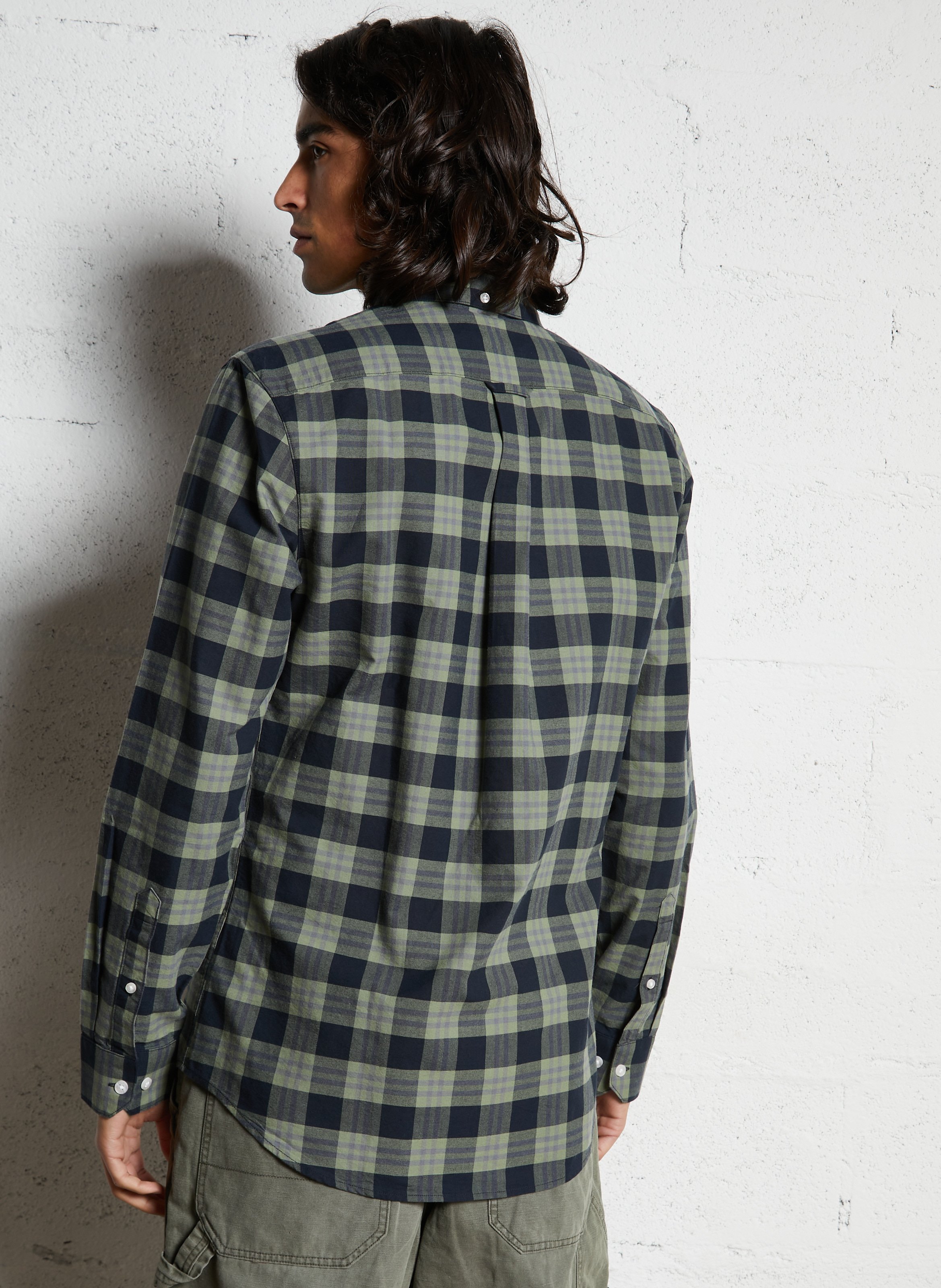 Chemise droite col classique en coton bio FARAH Vert