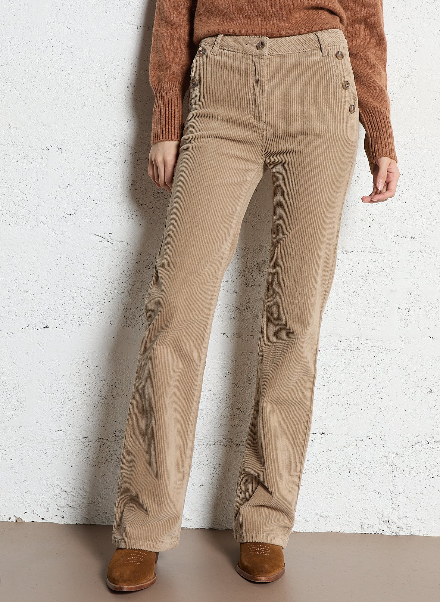 Pantalon flare en velours de coton MAISON 123