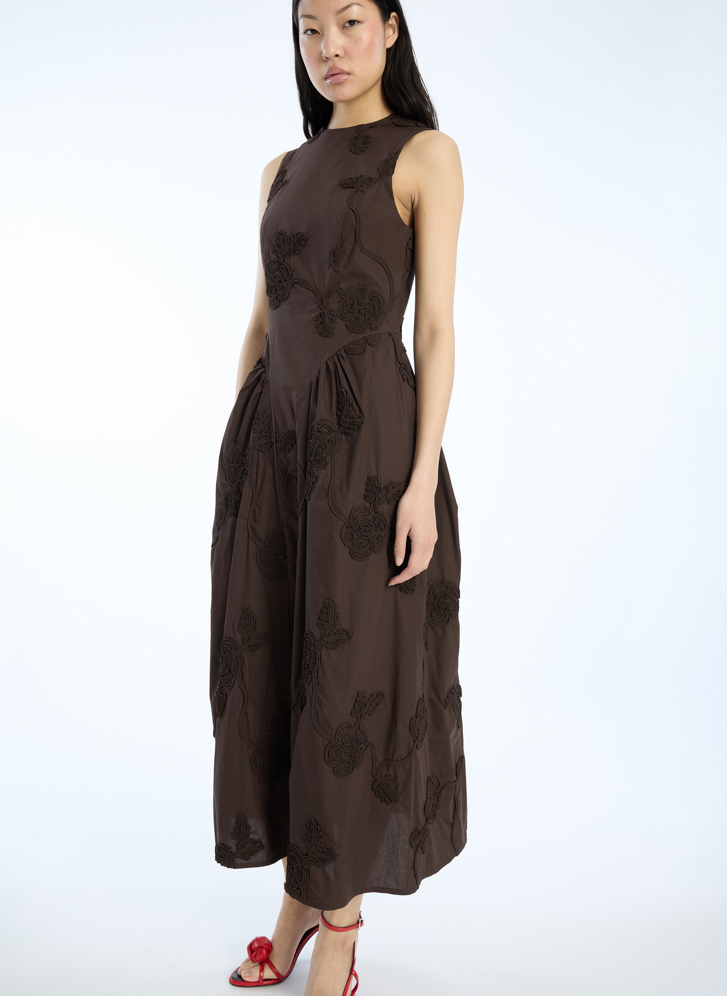 Floral patterned midi dress ROTATE Brown